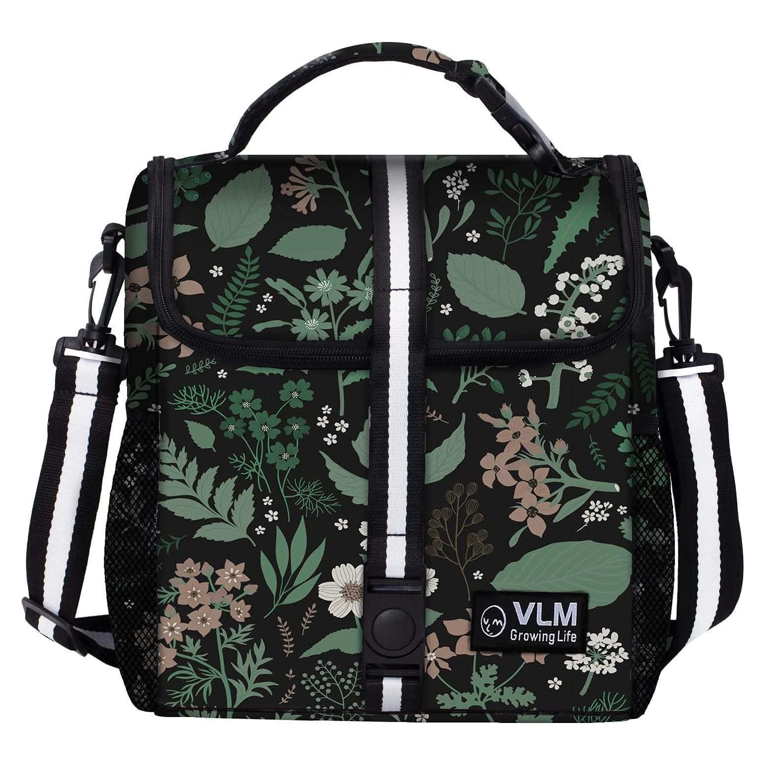 Bolsa de Almuerzo VLM Aislada para Mujeres Floral Verde 8L