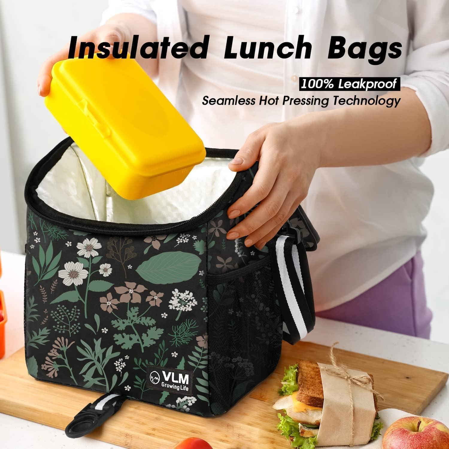 Bolsa de Almuerzo VLM Aislada para Mujeres Floral Verde 8L