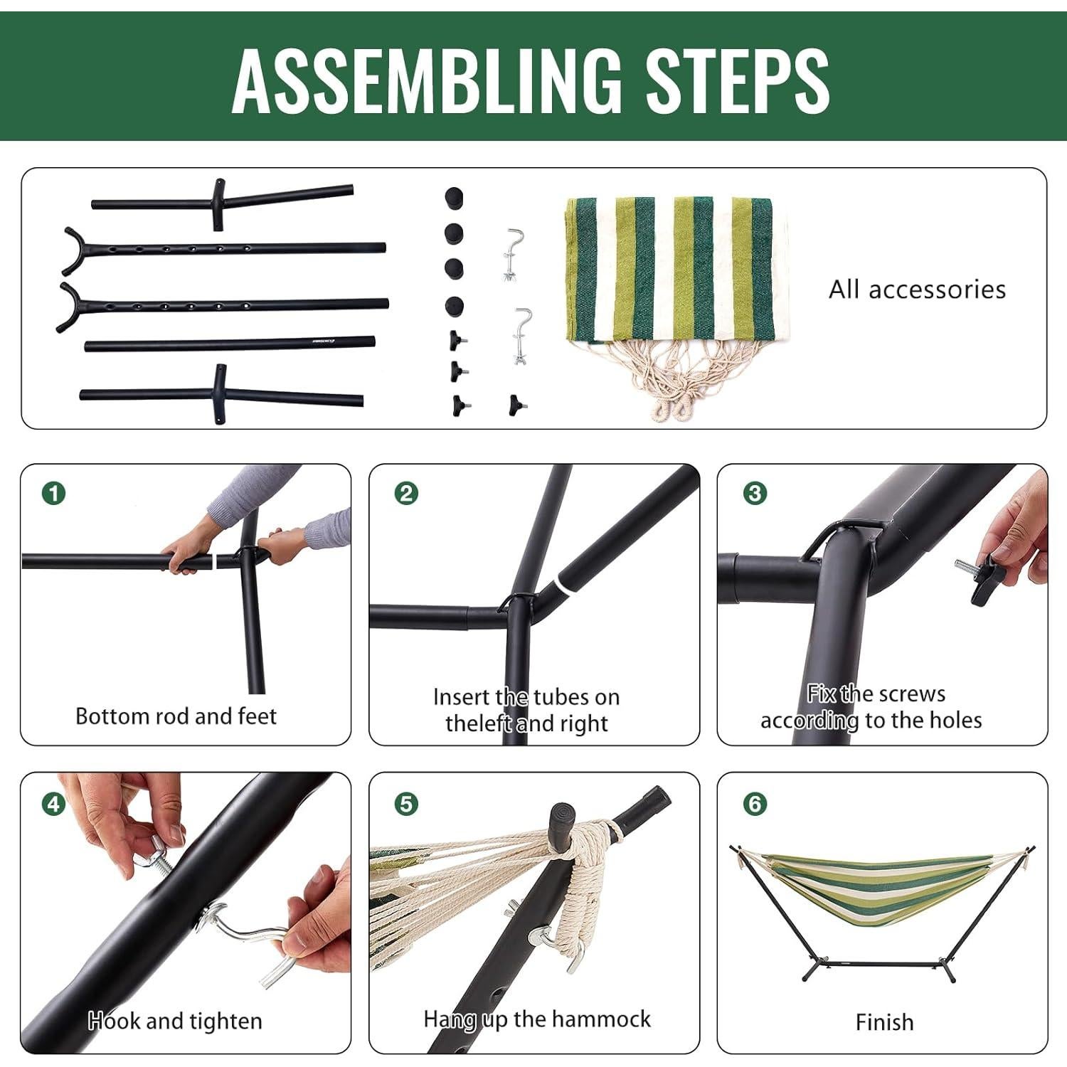 Hamaca Doble EchoSmile con Soporte Desmontable - 217 kg