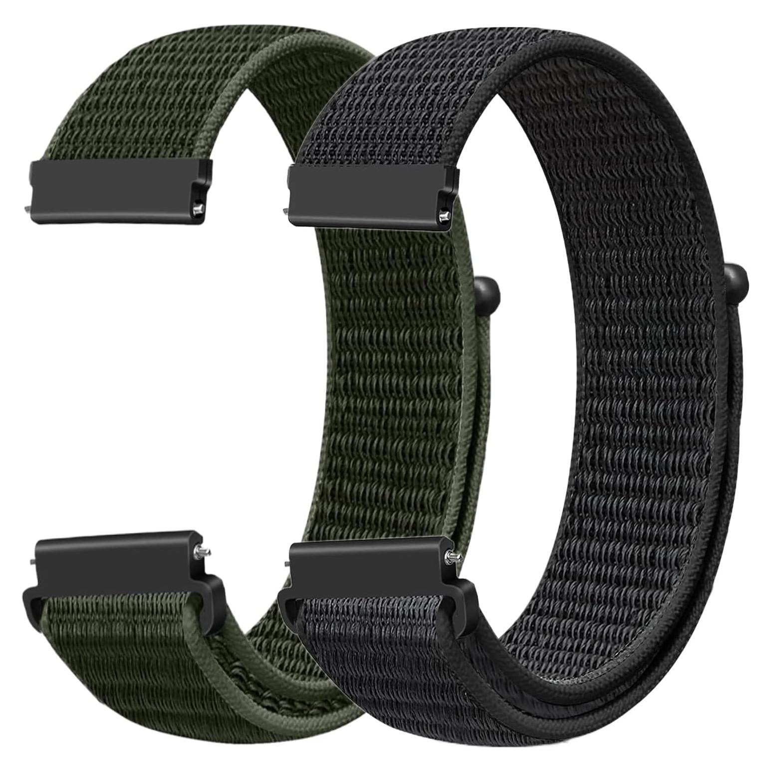 Paquete de 2 bandas de reloj de nylon FTYQUEE 16mm ajustables