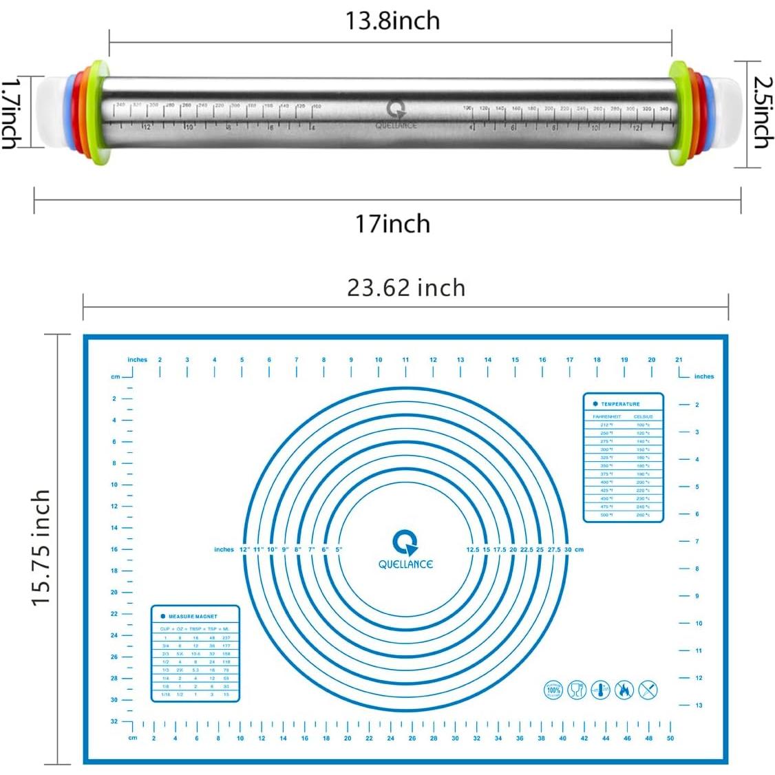 Rodillo Ajustable Quellance 43cm Acero Inoxidable Azul