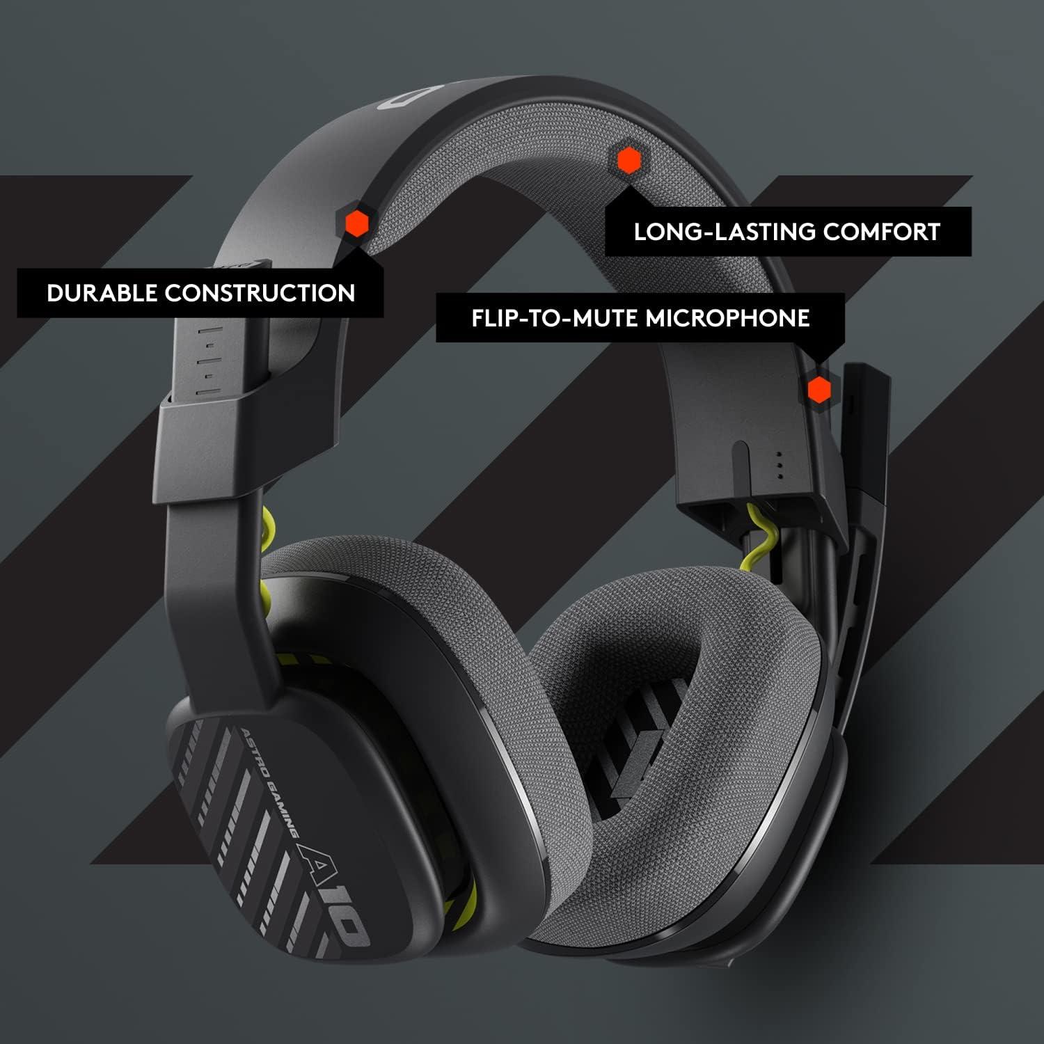 Logitech G Astro A10 Gen 2 Cross-Platform Wired Gaming Headset for PlayStation 5/4, Xbox S|X, Nintendo Switch, PC: 3.5mm Headphone Jack, 32mm Drivers, Flip-to-Mute Mic, Over-Ear - Black/PS Edition