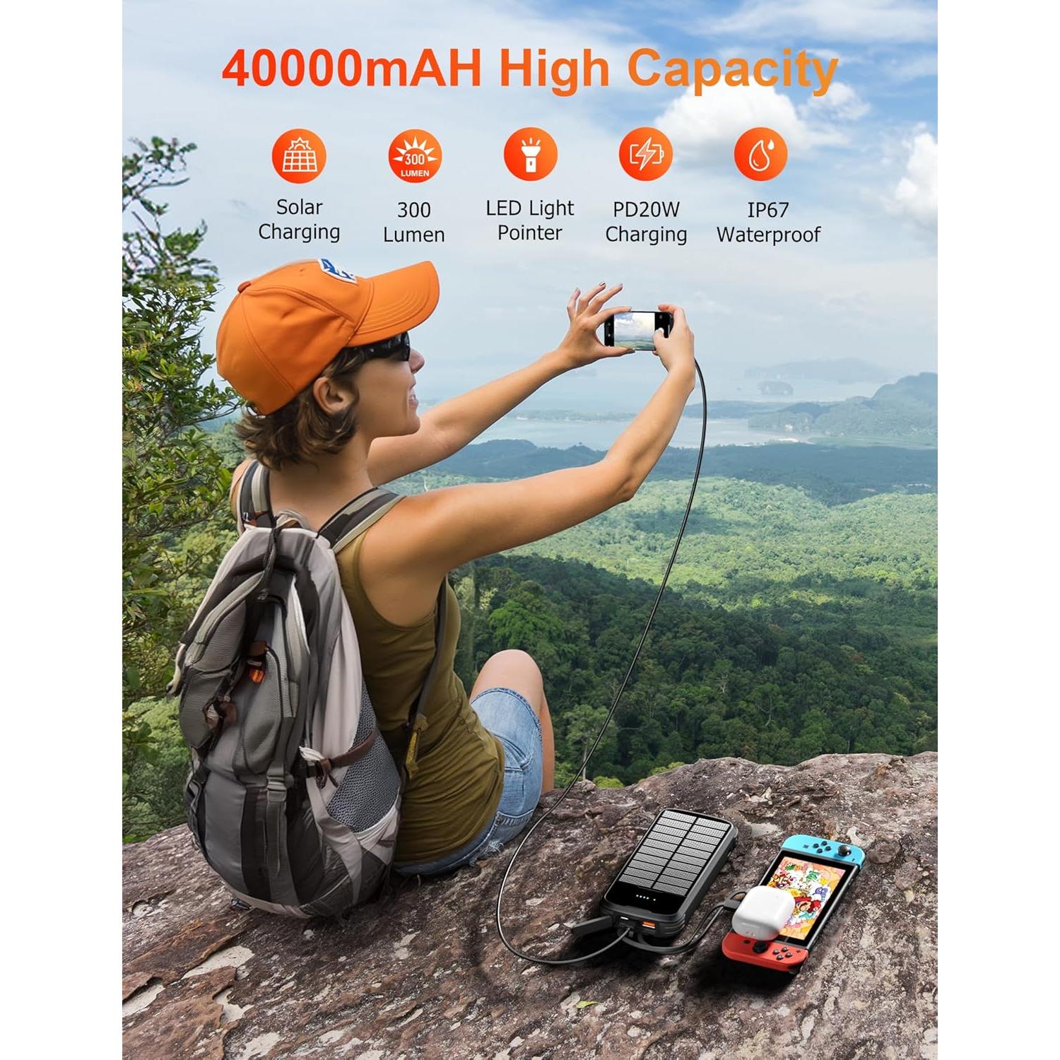 Banco de Energía Solar 40000mAh MINRISE Carga Rápida 20W