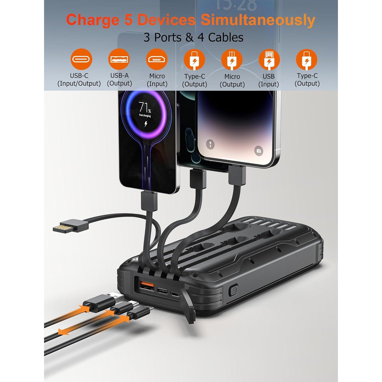 Banco de Energía Solar 40000mAh MINRISE Carga Rápida 20W