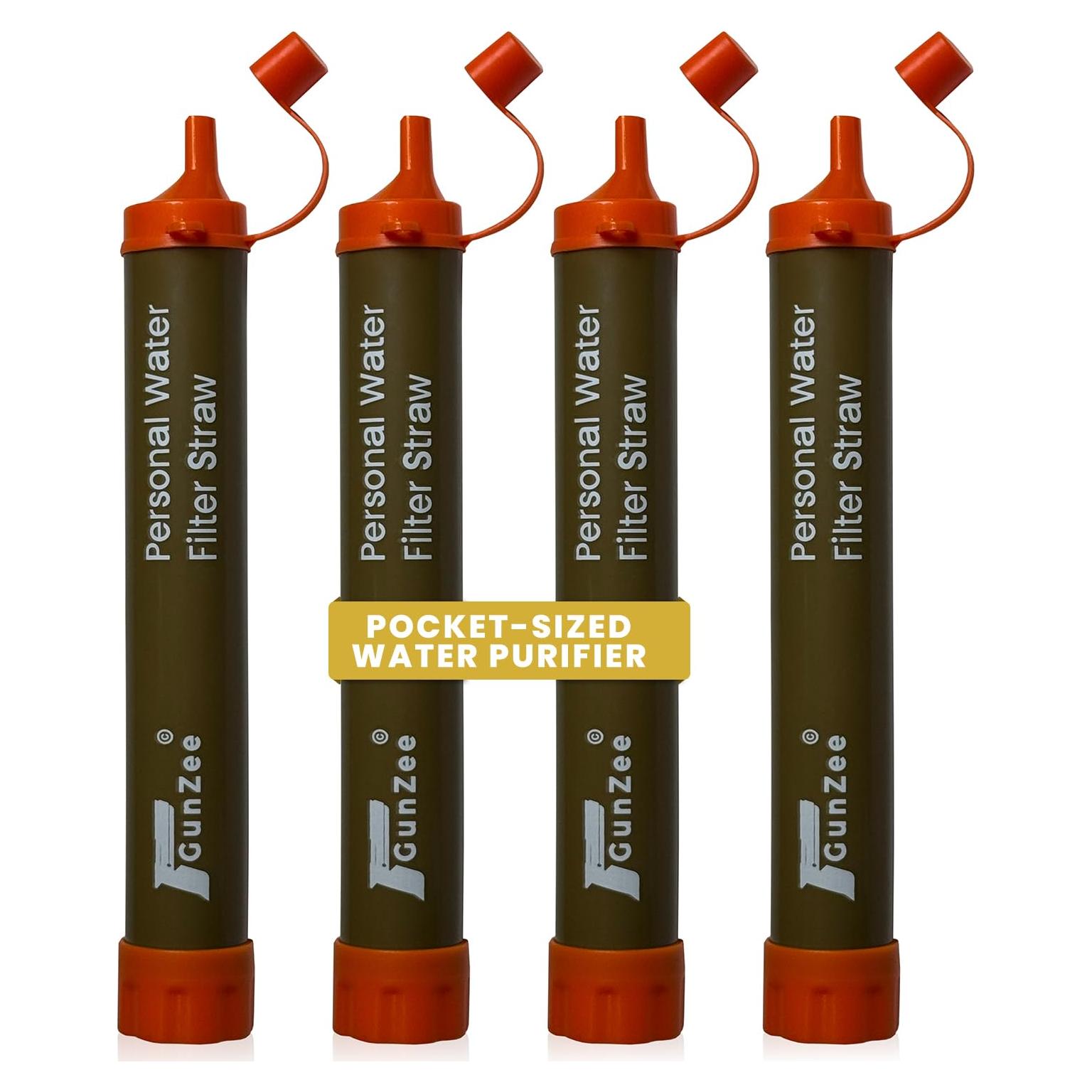 Popote Filtro de Agua GunZee - Reutilizable, 4 Piezas, 0.1 Micrones