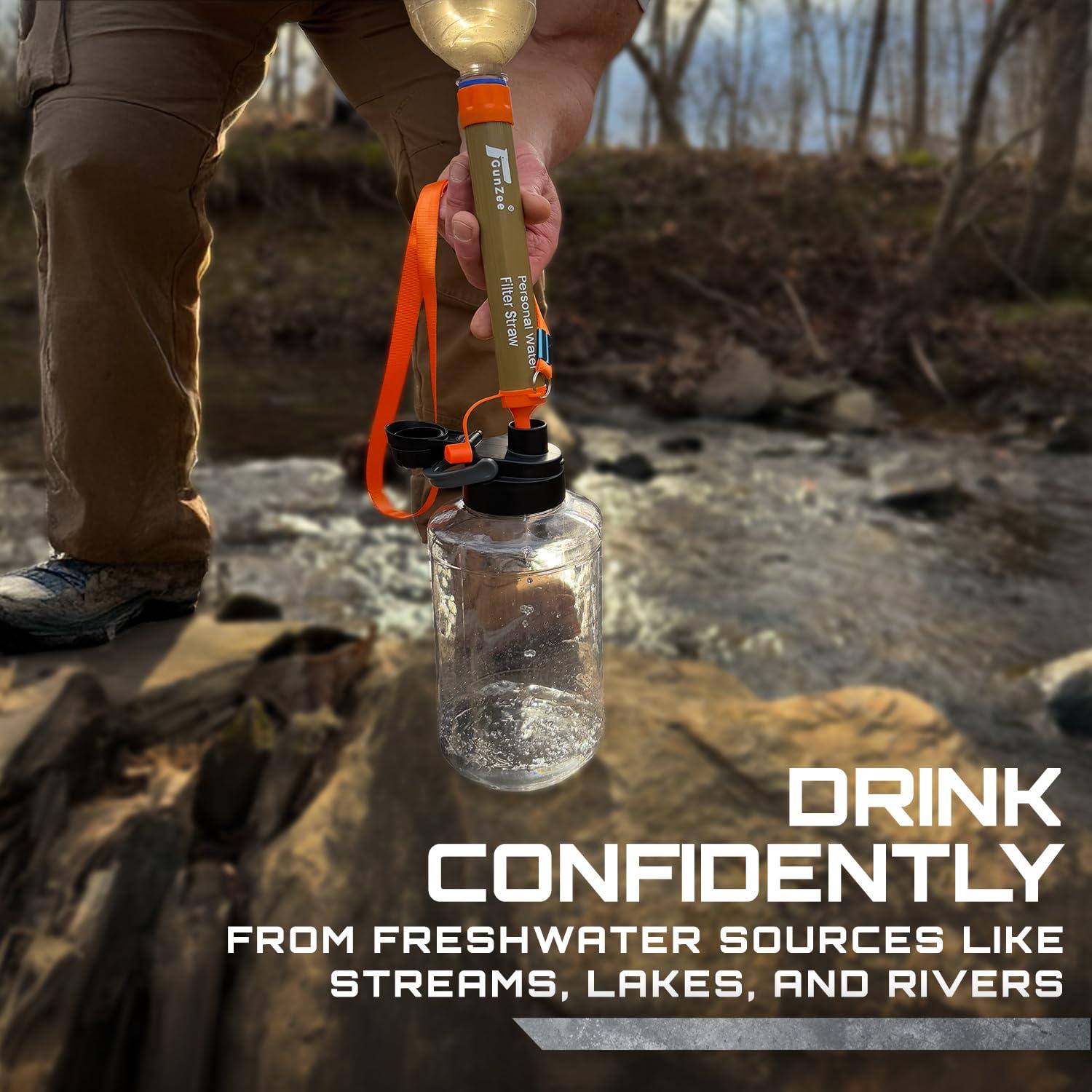 Popote Filtro de Agua GunZee - Reutilizable, 4 Piezas, 0.1 Micrones