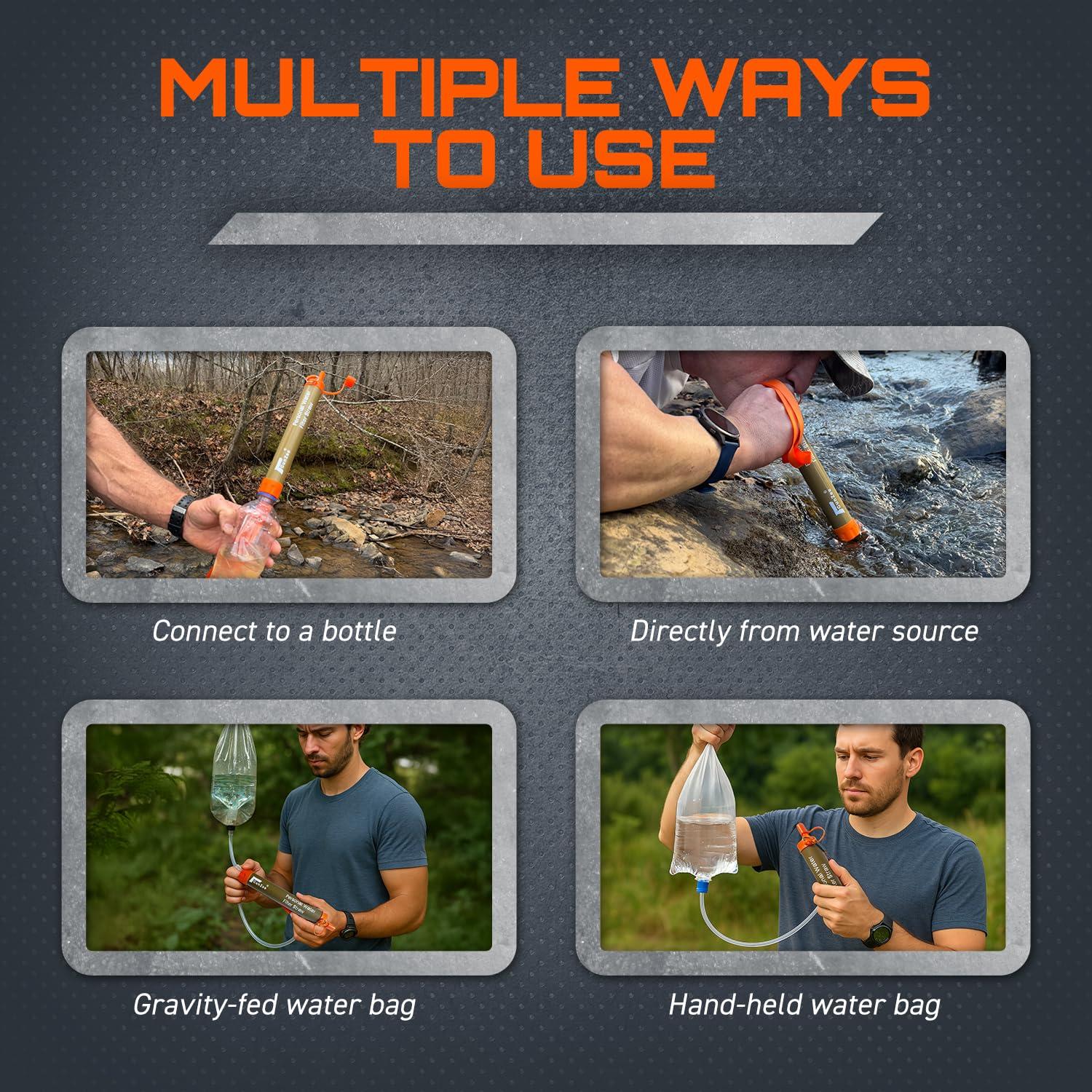 Popote Filtro de Agua GunZee - Reutilizable, 4 Piezas, 0.1 Micrones