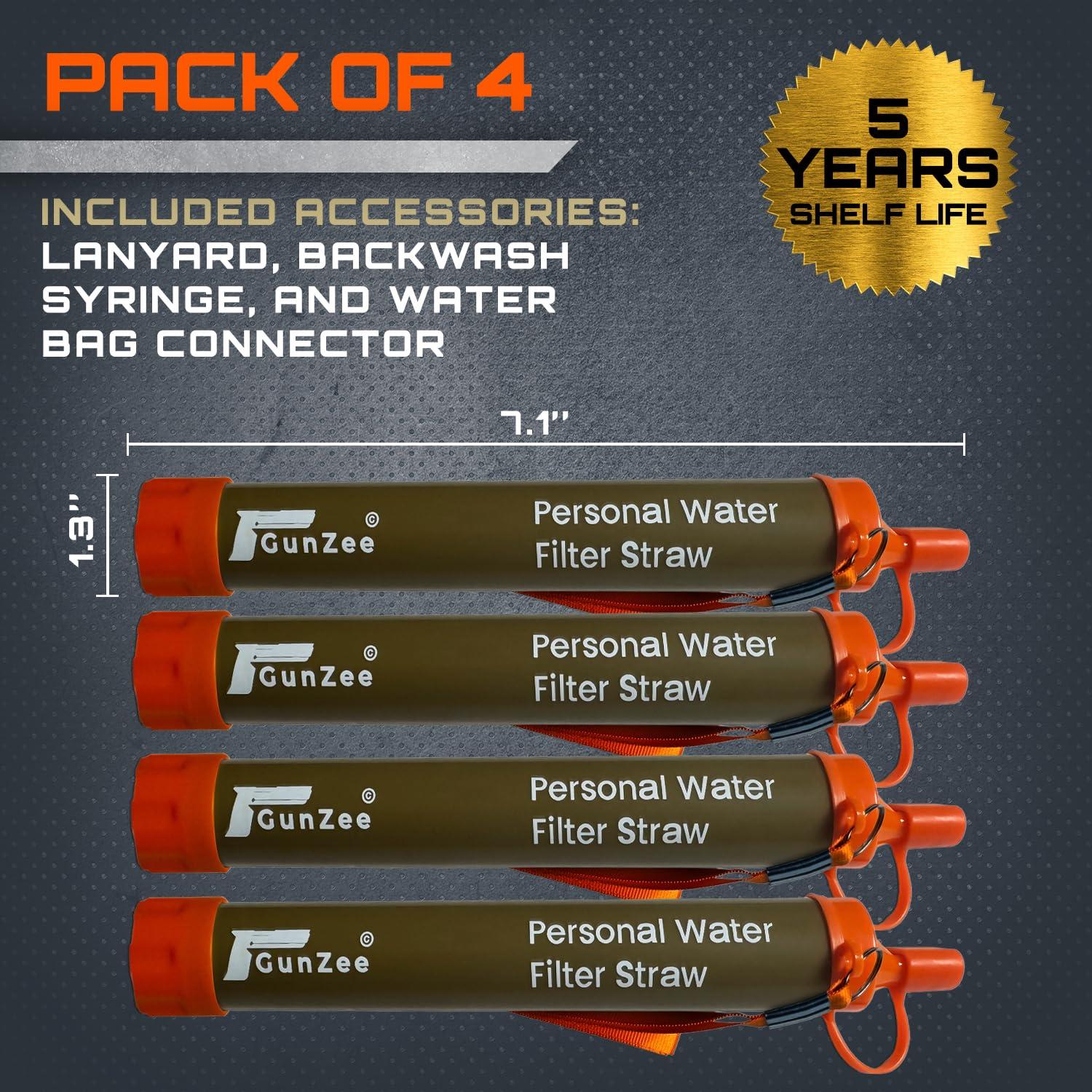 Popote Filtro de Agua GunZee - Reutilizable, 4 Piezas, 0.1 Micrones