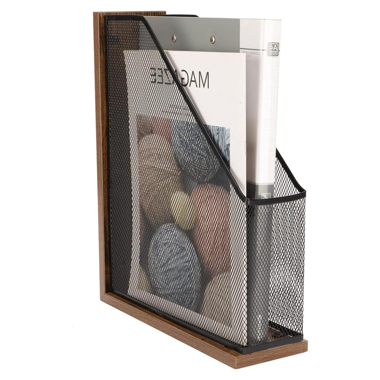 Soporte de Revistas de Madera Antigua ASIFMTHOT 26.5x9x33cm