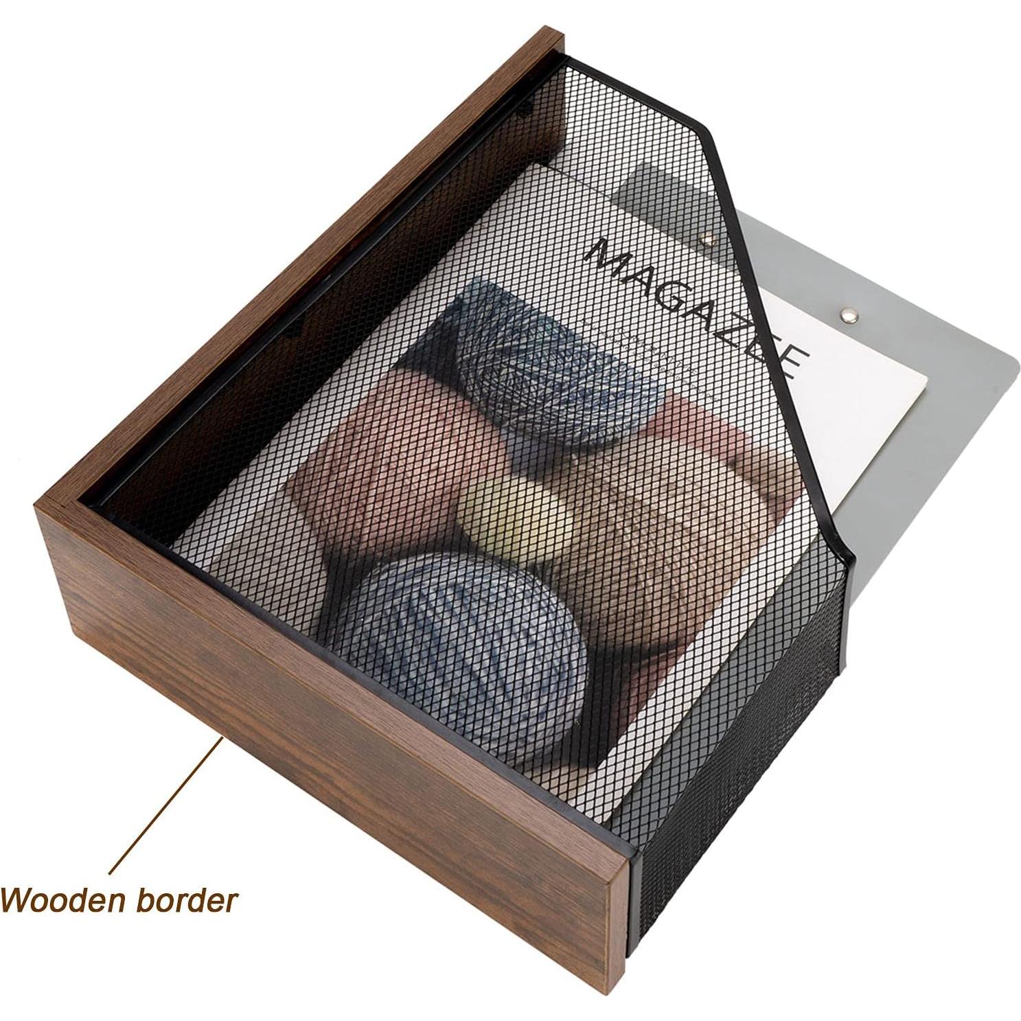 Soporte de Revistas de Madera Antigua ASIFMTHOT 26.5x9x33cm