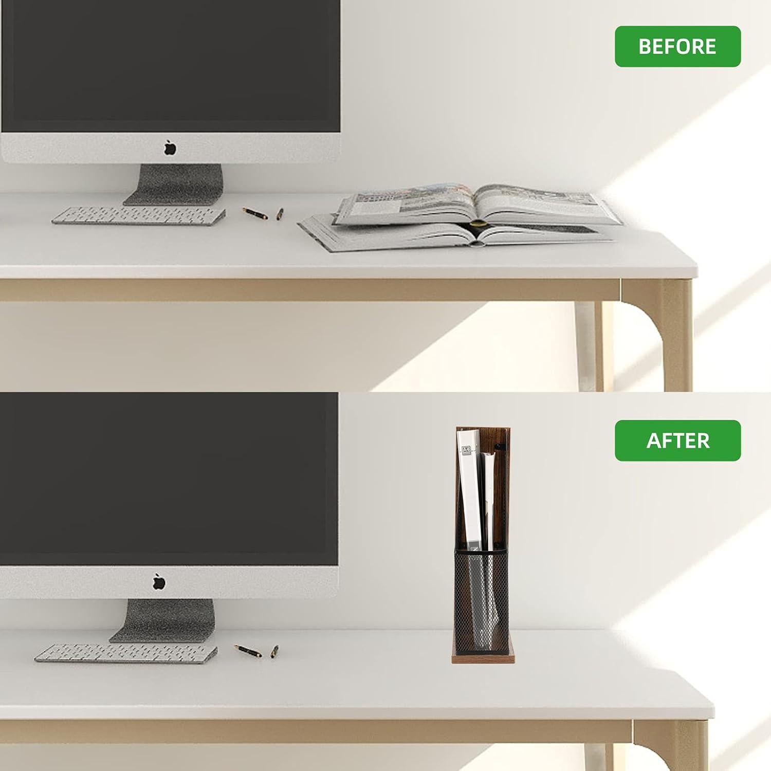 Soporte de Revistas de Madera Antigua ASIFMTHOT 26.5x9x33cm