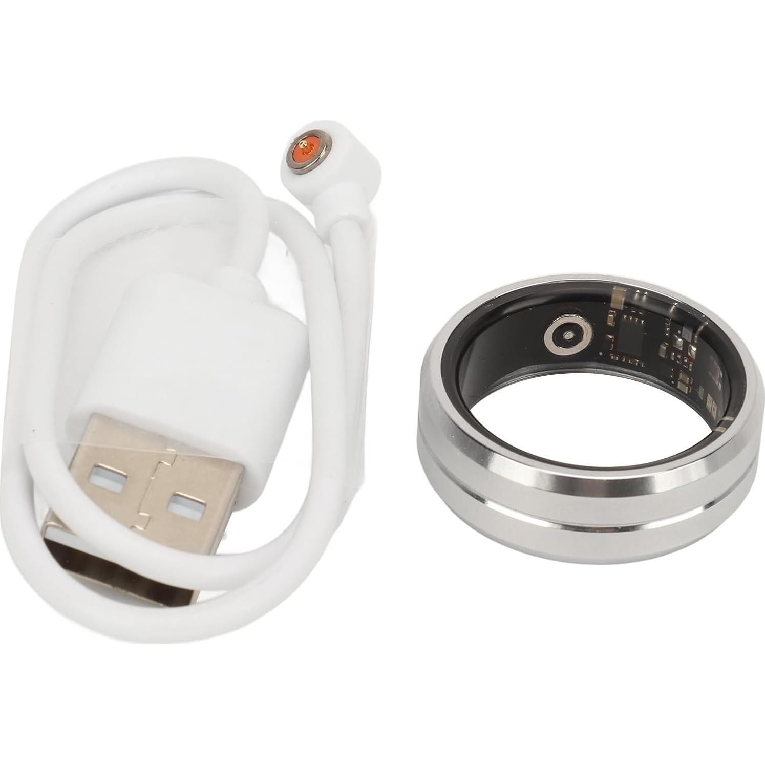 ASHATA Smart Ring Health, Health Ring to Monitor Fitness Sleep Heart Rate, Step Counting, Remotely Take Photo, IP68 Smart Health Ring for Men Women, Silver (8)