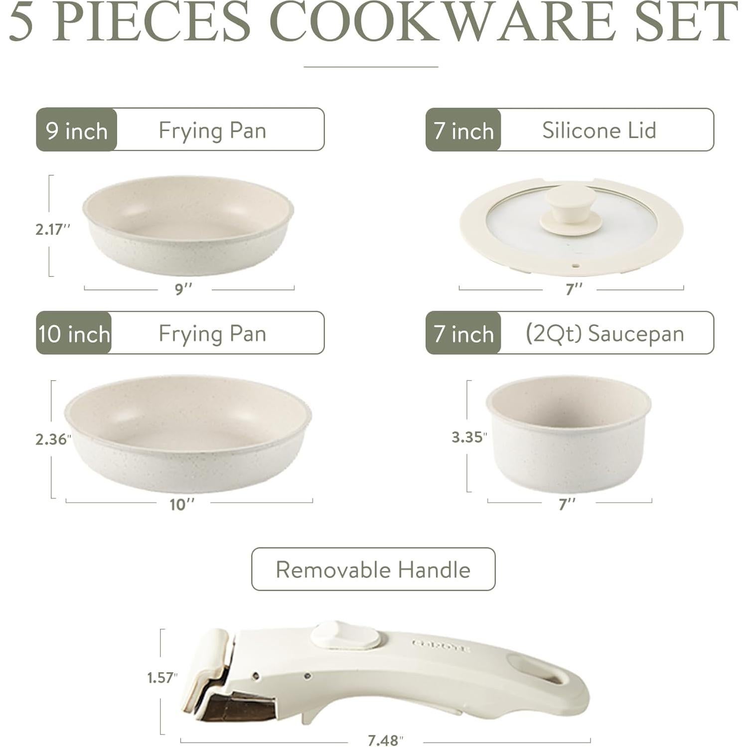 Juego de Utensilios de Cocina CAROTE 5 Piezas Antiadherentes