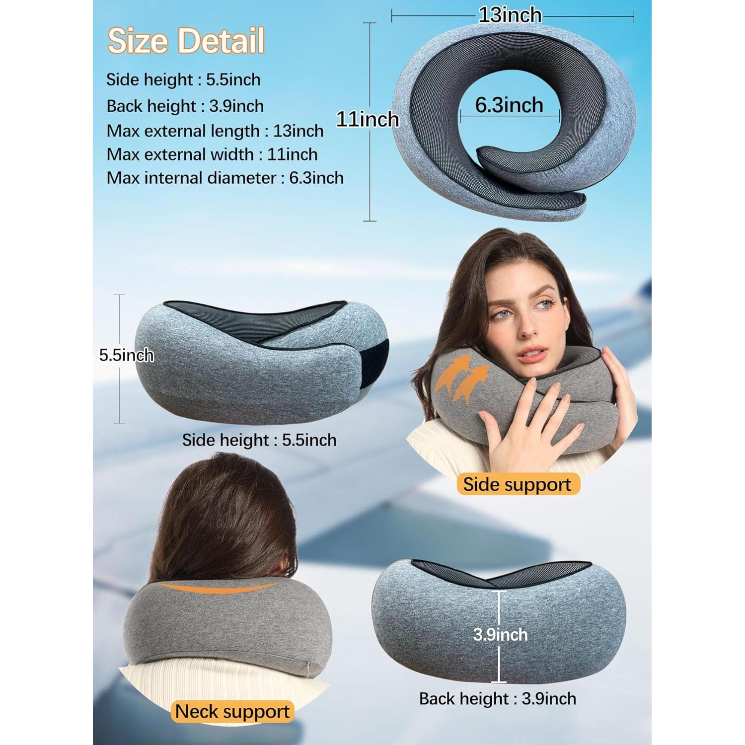 Almohada de Viaje Almalls Espuma Viscoelástica Azul Compacta