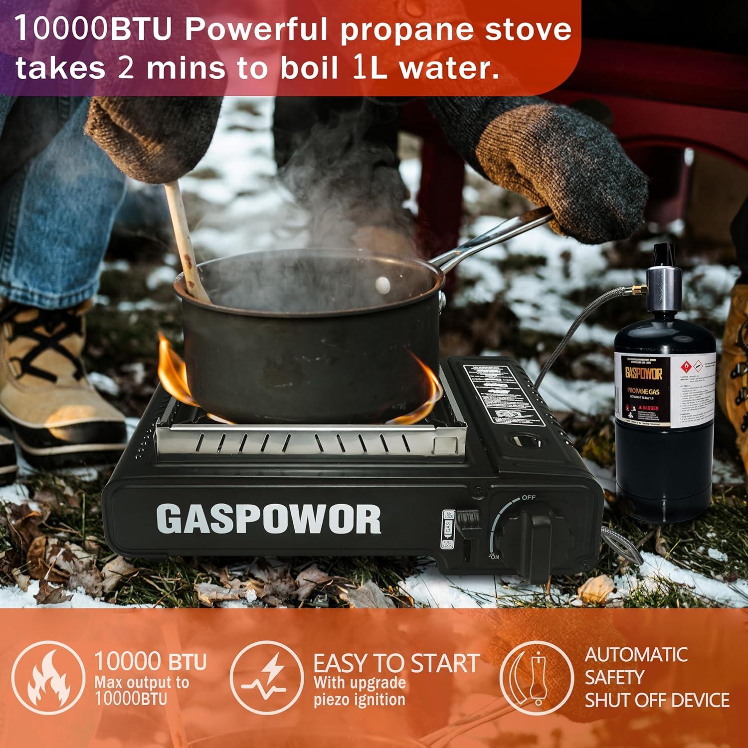 Estufa de Camping GASPOWOR Doble Combustible 10000 BTU