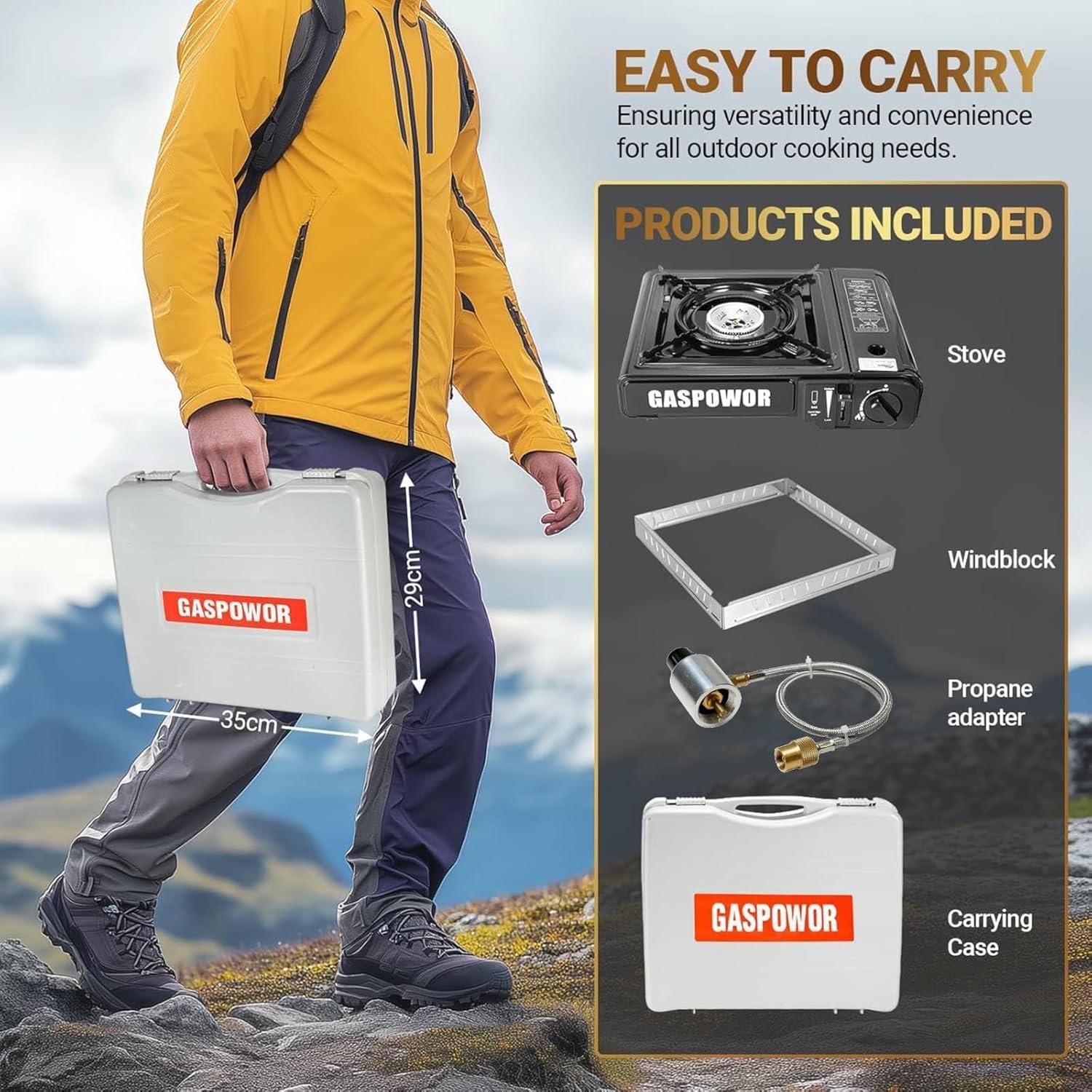 Estufa de Camping GASPOWOR Doble Combustible 10000 BTU