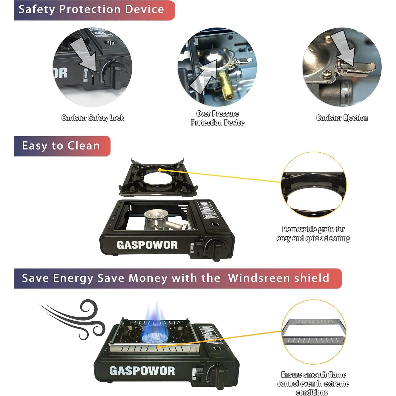 Estufa de Camping GASPOWOR Doble Combustible 10000 BTU