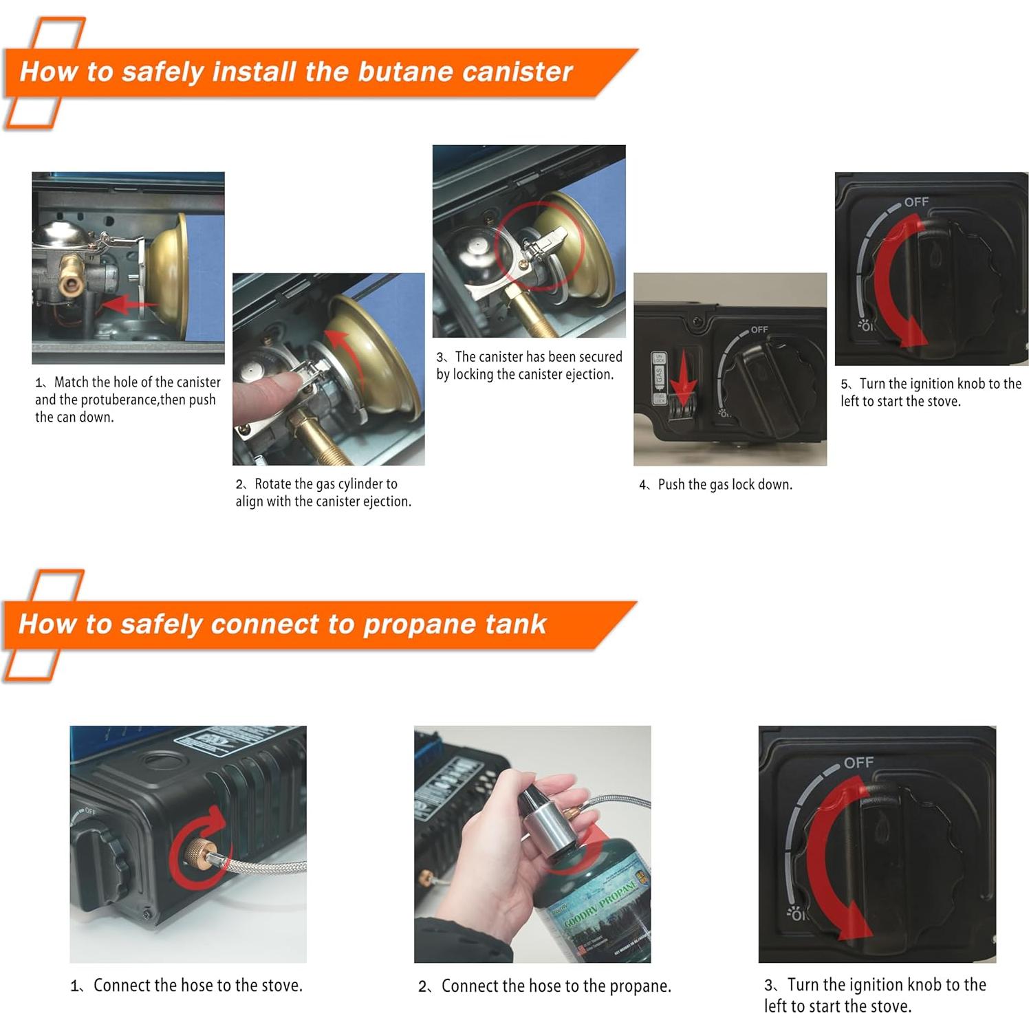 Estufa de Camping GASPOWOR Doble Combustible 10000 BTU