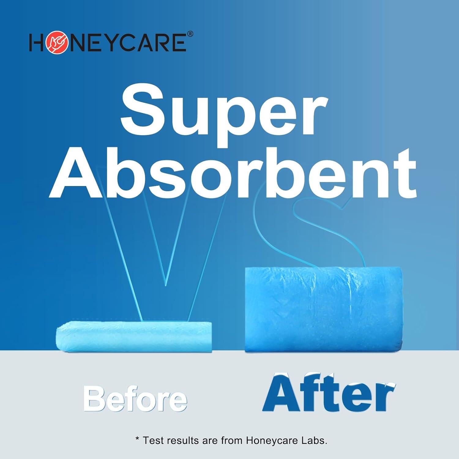 HONEY CARE All-Absorb, Large 22" x 23", 100 Count, Dog and Puppy Training Pads, Ultra Absorbent and Odor Eliminating, Leak-Proof 5-Layer Potty Training Pads with Quick-Dry Surface, Blue, A01