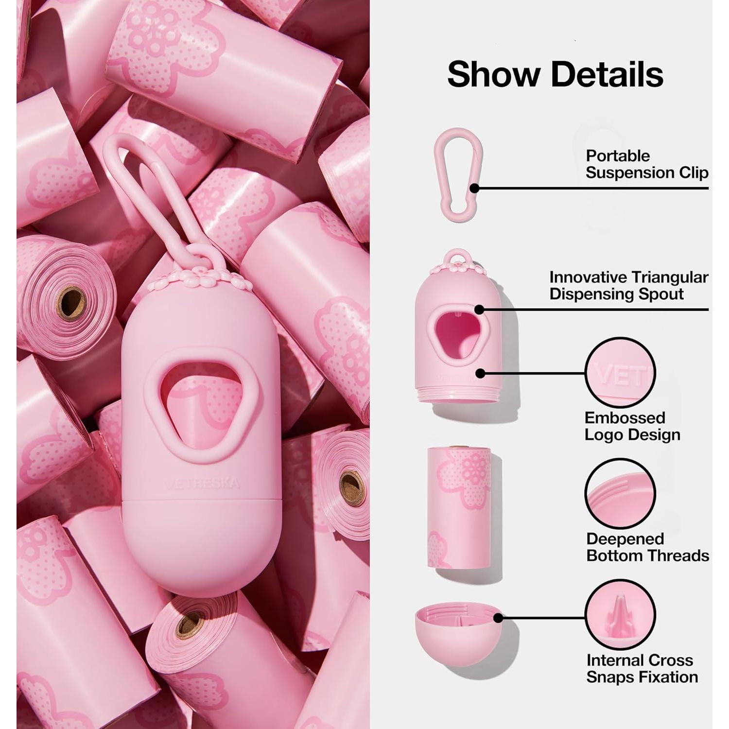 Dispensador de Bolsas de Excremento VETRESKA Flor de Cerezo 105 Unidades