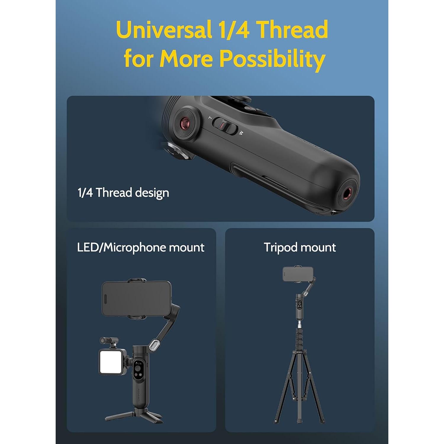 Gimbal Estabilizador 3 Ejes AOCHUAN para iPhone y Android - Smart X Negro