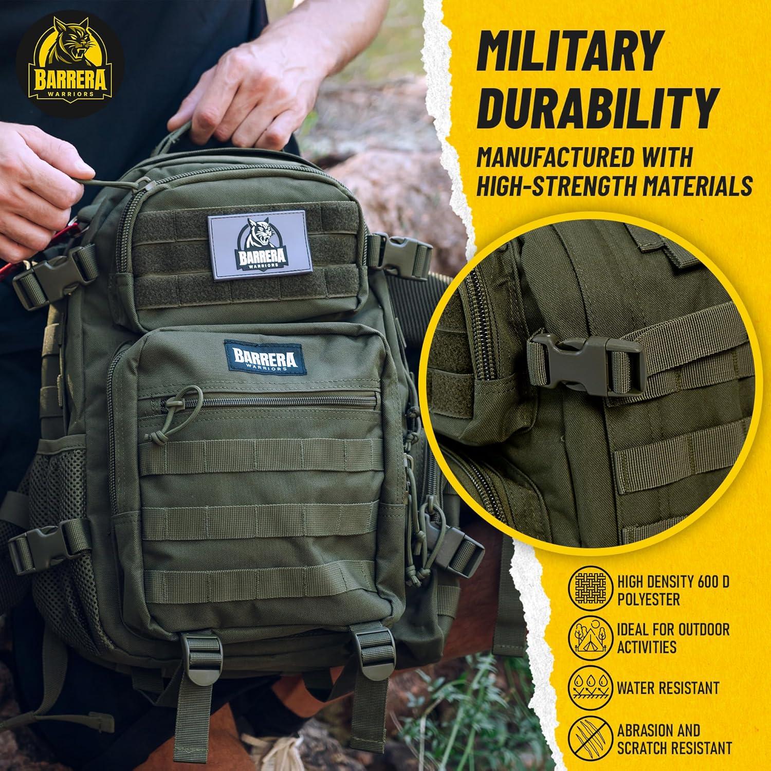 Mochila táctica 25L BARRERA Warriors verde oliva con sistema MOLLE