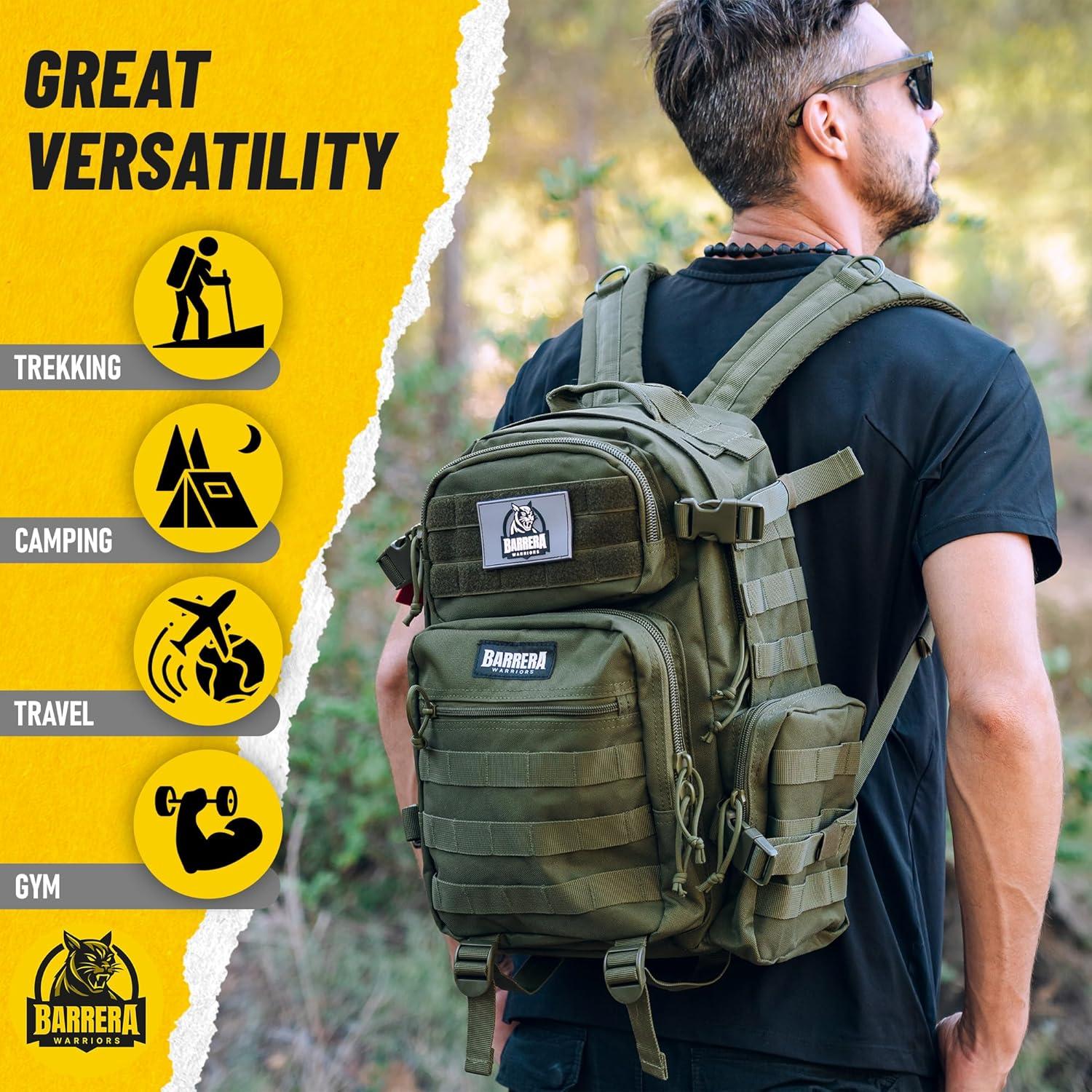 Mochila táctica 25L BARRERA Warriors verde oliva con sistema MOLLE