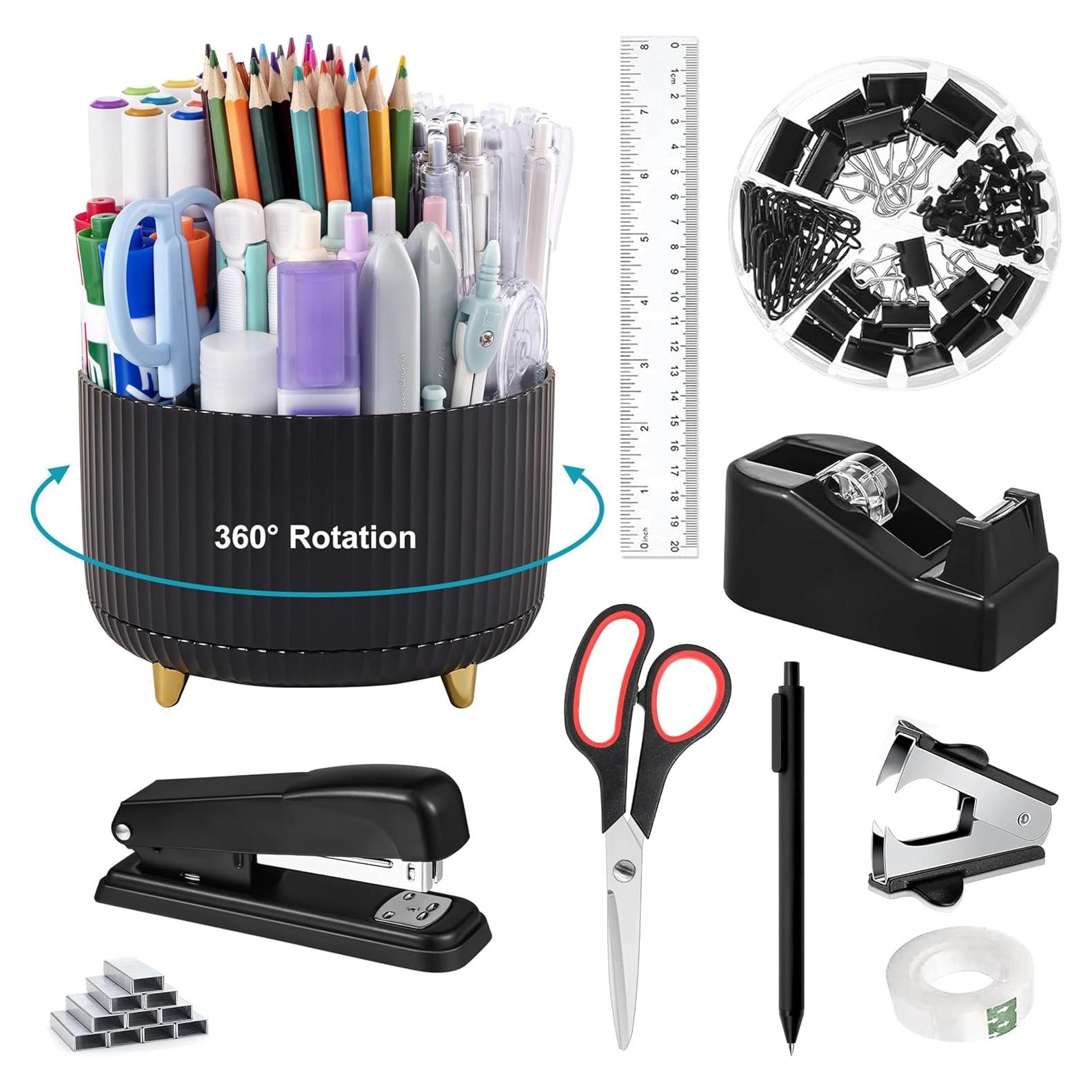 Organizador de Escritorio Dimonluce Negro 10 Piezas 360°