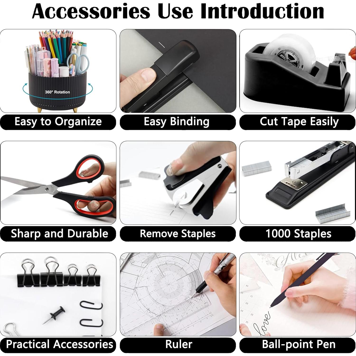 Organizador de Escritorio Dimonluce Negro 10 Piezas 360°