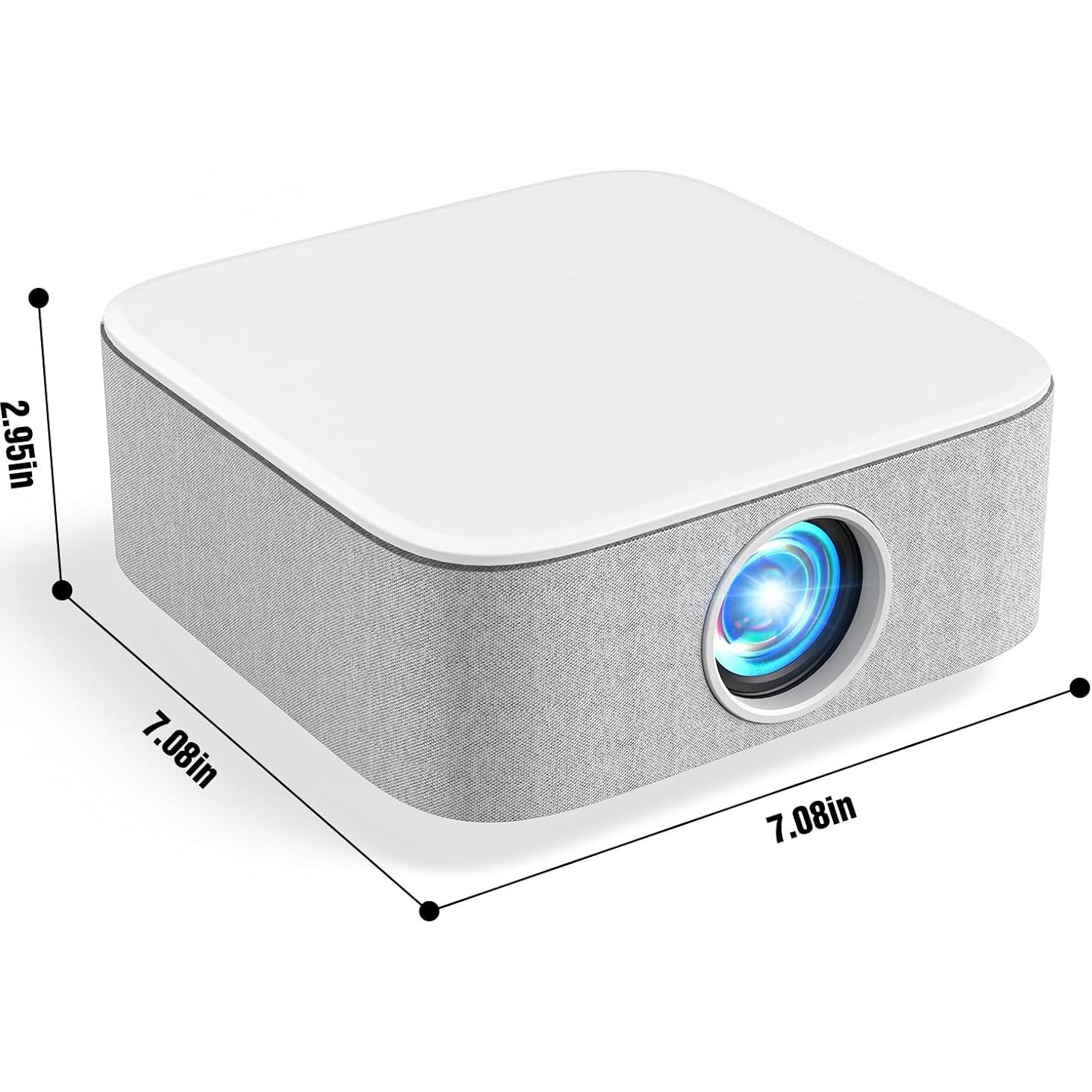 Portable Mini Projector with Electric Focus, NICPOW Full HD 1080P Projector, Bluetooth Movie Projector with Auto Keystone, Two-Way Bluetooth, Ideal for Indoor Outdoor Use, White