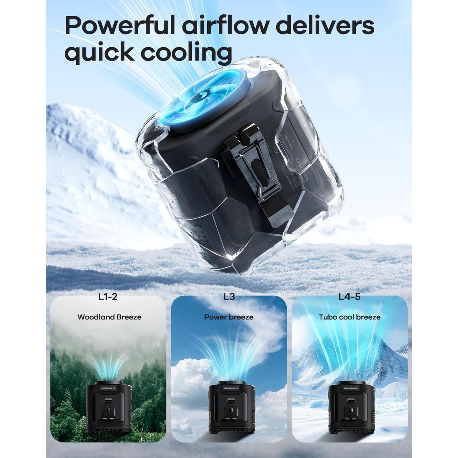 Ventilador Portátil Recargable Morsisho K50 10000mAh 5 Velocidades