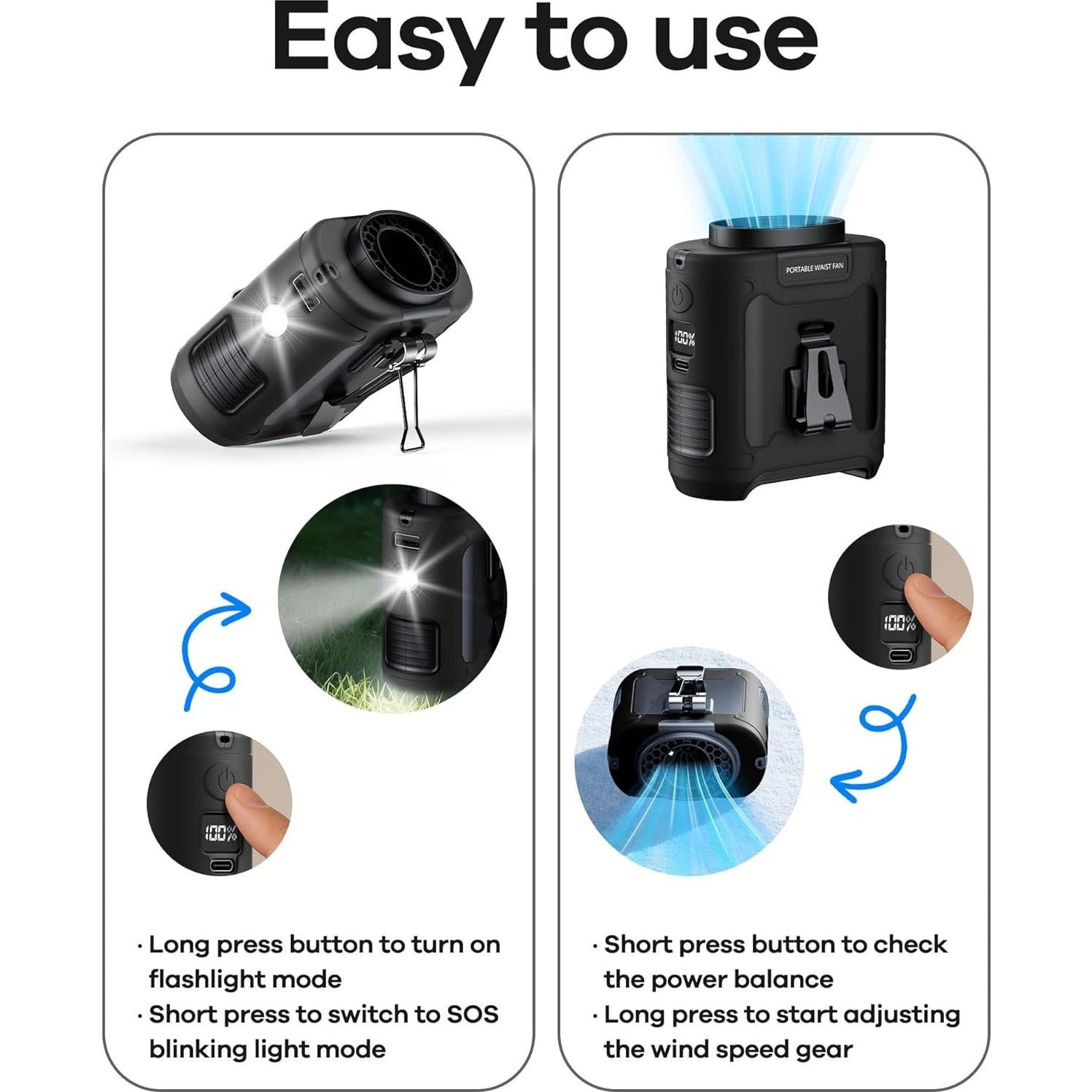 Ventilador Portátil Recargable Morsisho K50 10000mAh 5 Velocidades