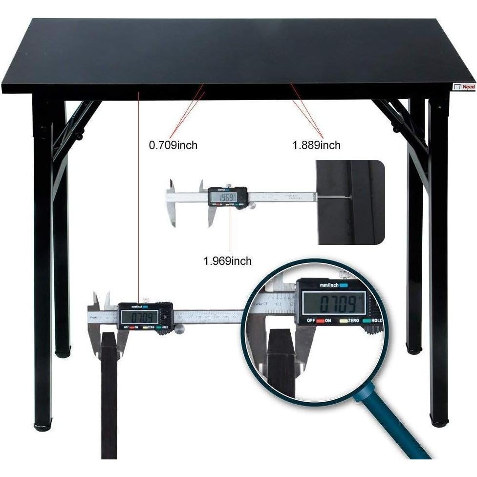 Need Folding Desk - 31 1/2" No Assembly Foldable Small Computer Table,Sturdy and Heavy Duty Writing Desk for Small Spaces, Black&Black Frame