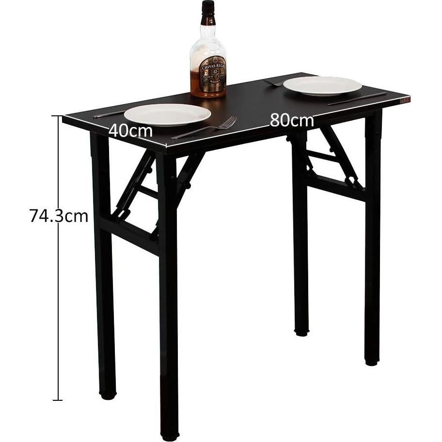 Need Folding Desk - 31 1/2" No Assembly Foldable Small Computer Table,Sturdy and Heavy Duty Writing Desk for Small Spaces, Black&Black Frame