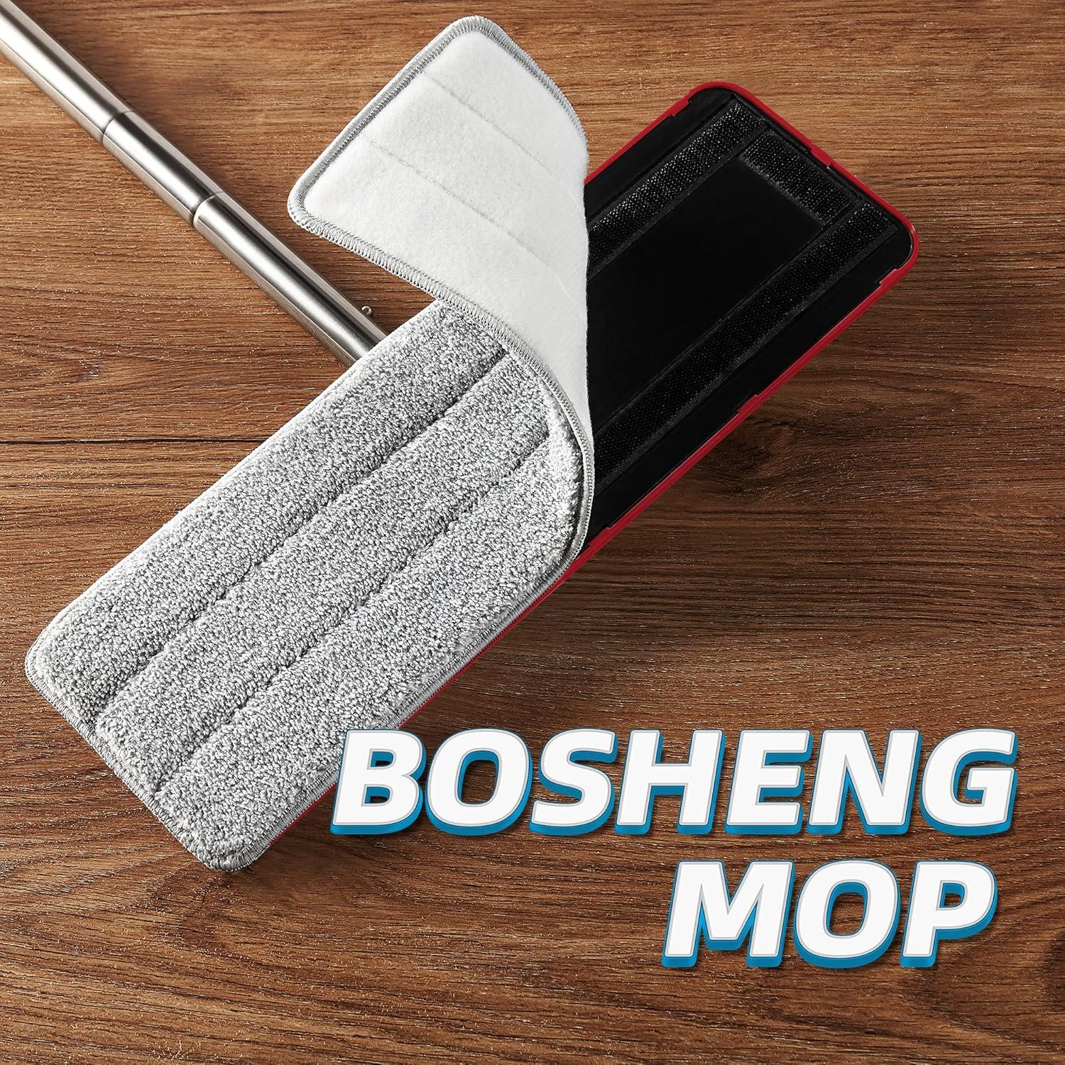 Flat Mop with Reusable Microfiber Pad, Flexible Mop Head for Efficient Cleaning, Ideal for Hardwood, Laminate, and Tile Surfaces - Red