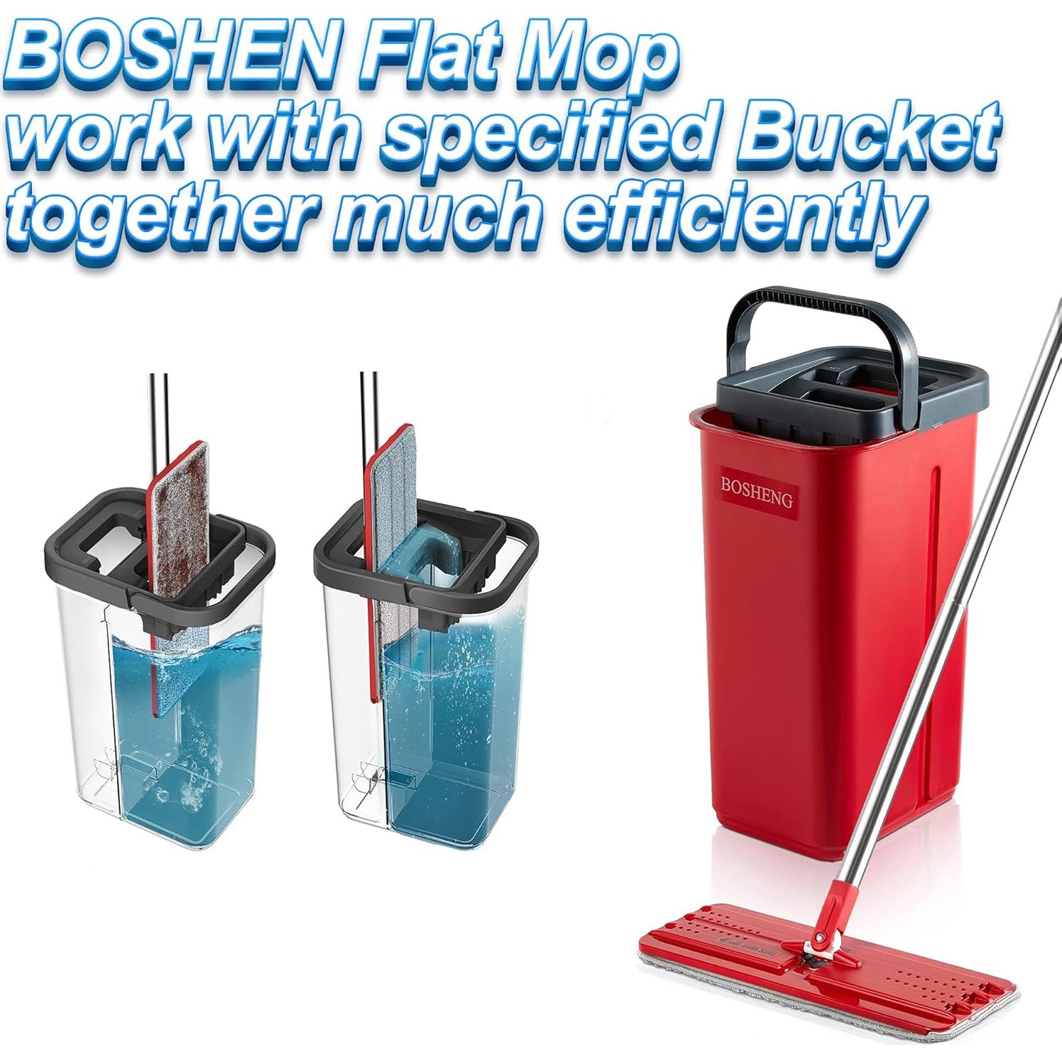 Flat Mop with Reusable Microfiber Pad, Flexible Mop Head for Efficient Cleaning, Ideal for Hardwood, Laminate, and Tile Surfaces - Red