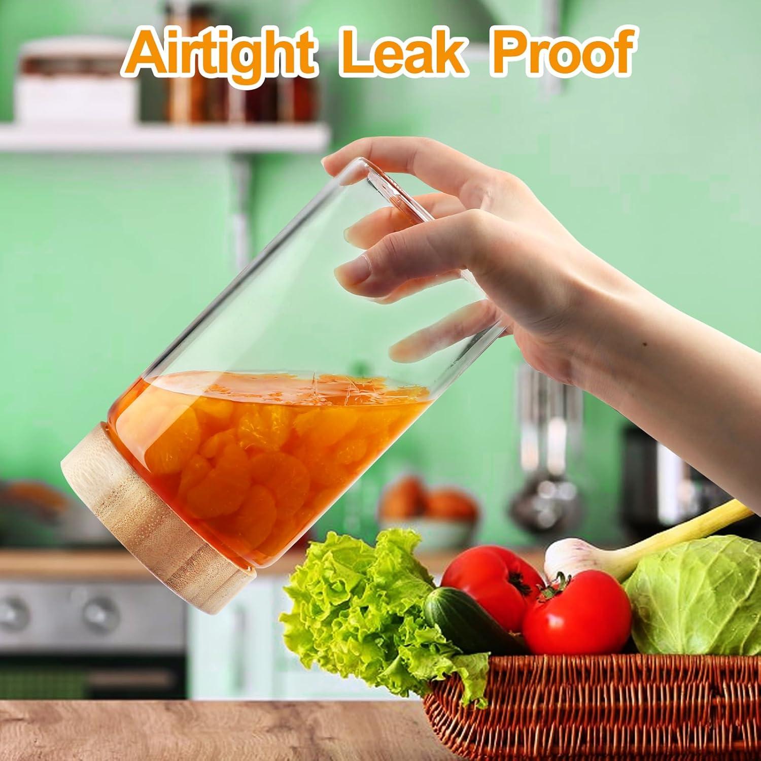 Tarros de vidrio herméticos AISIPRIN 3x80 oz con tapa de bambú