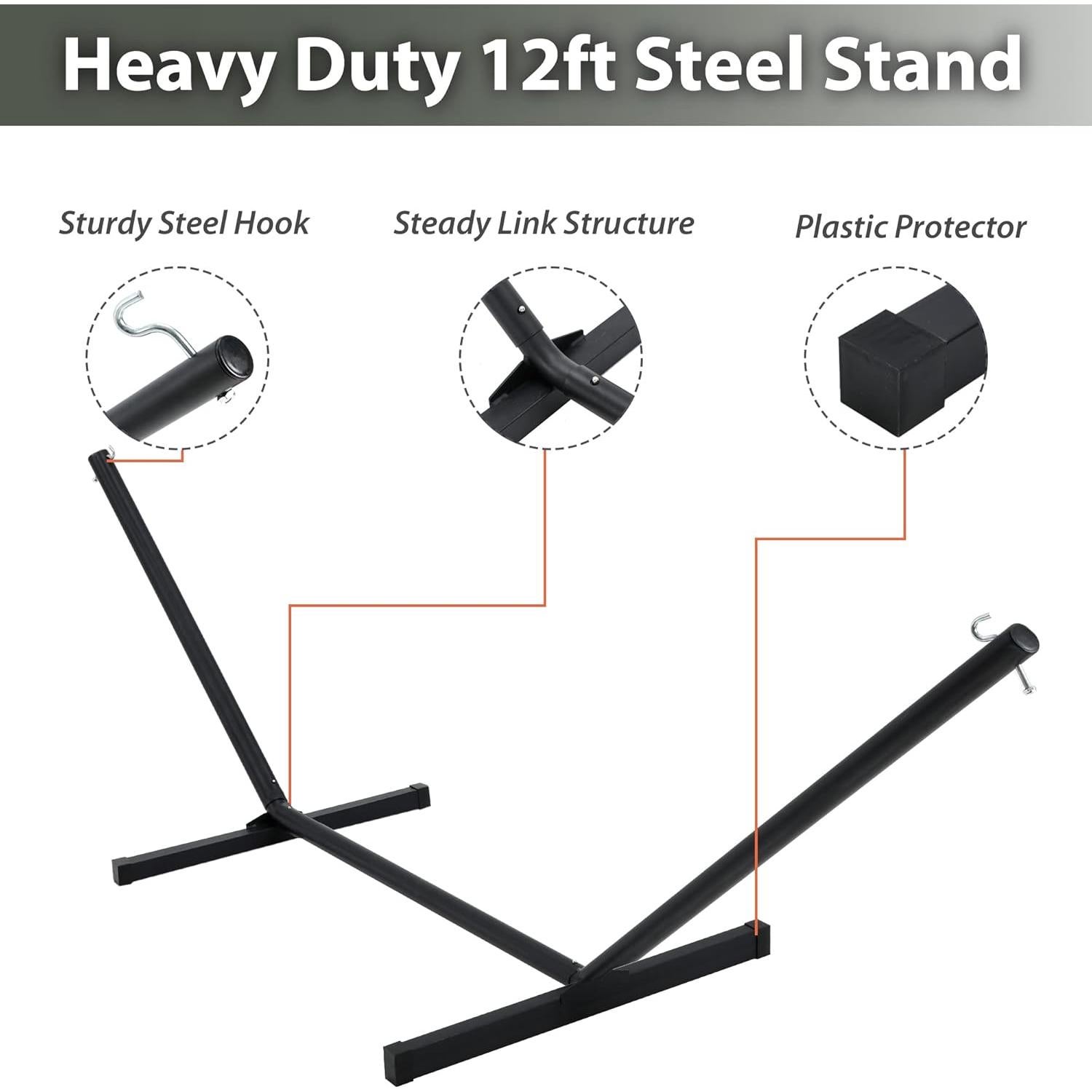 Hamaca Doble Homgava con Soporte Acero 480 lbs Rayas Azules