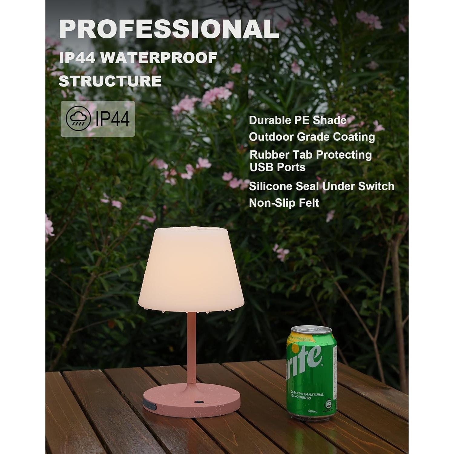 Lámpara de Mesa LED Recargable Rosa 4000mAh IP44 24.4cm