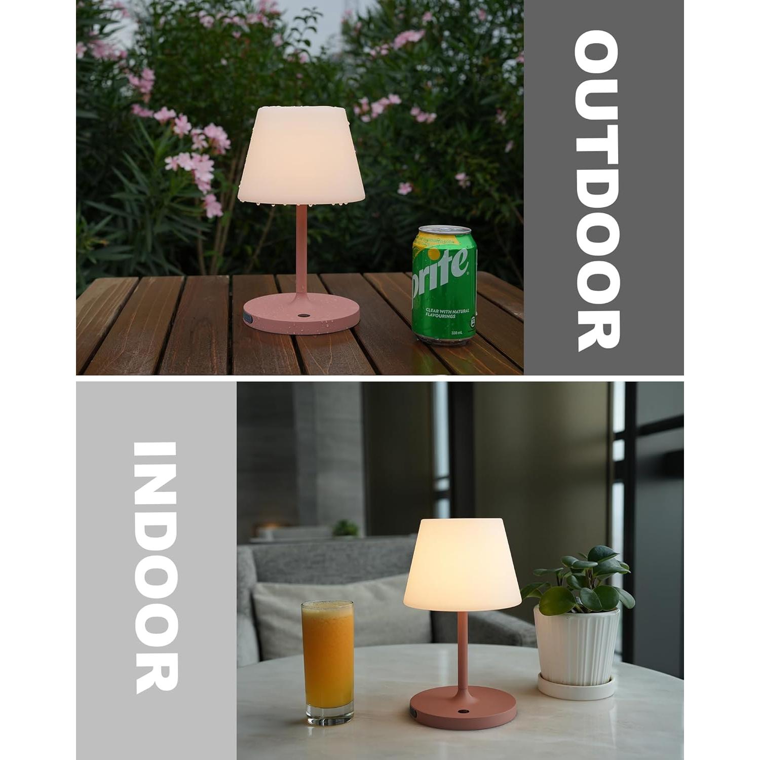 Lámpara de Mesa LED Recargable Rosa 4000mAh IP44 24.4cm