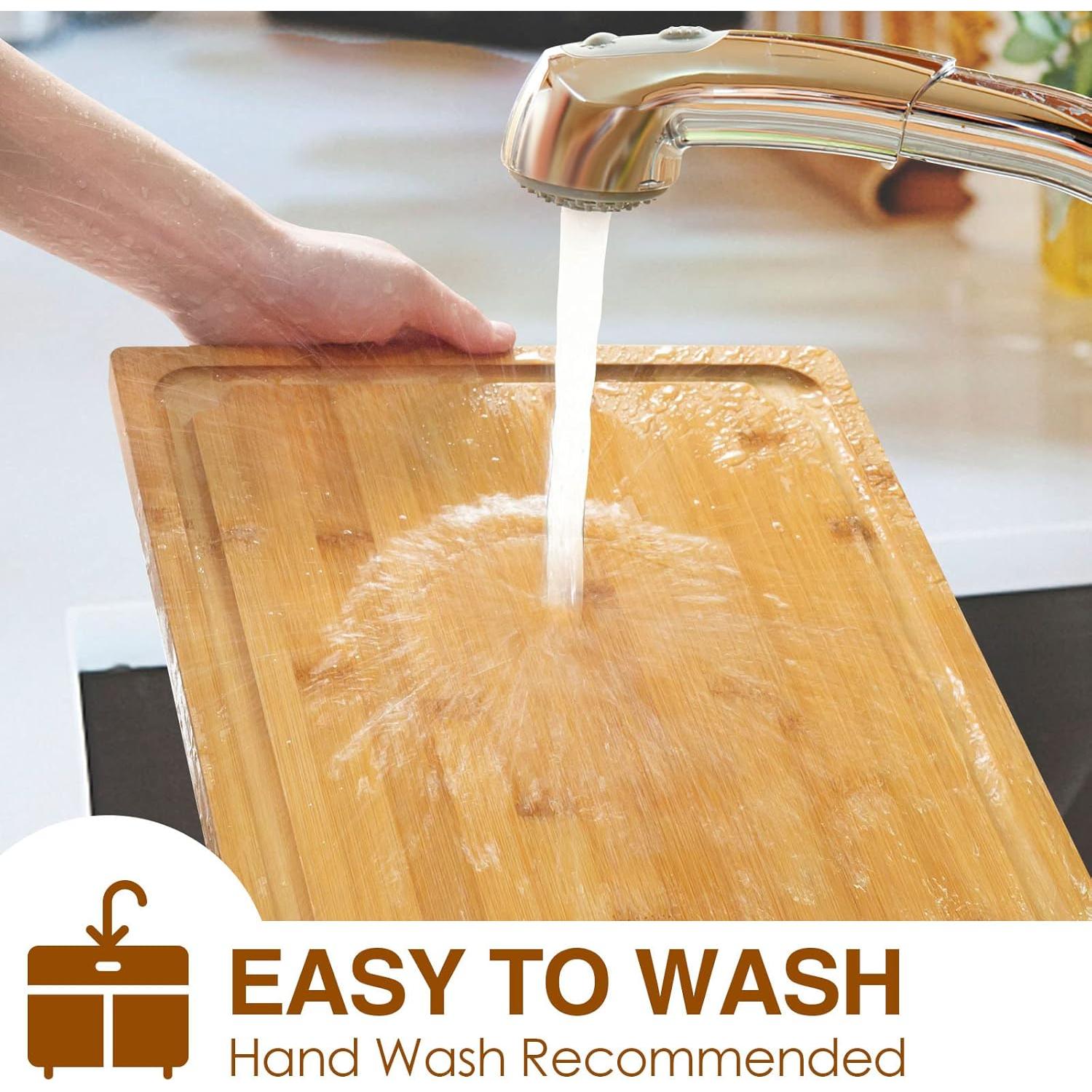 Extra Large Cutting Board, 16" Bamboo Cutting Boards for Kitchen with Juice Groove and Handles Kitchen Chopping Board for Meat Cheese board Heavy Duty Serving Tray, L, Empune