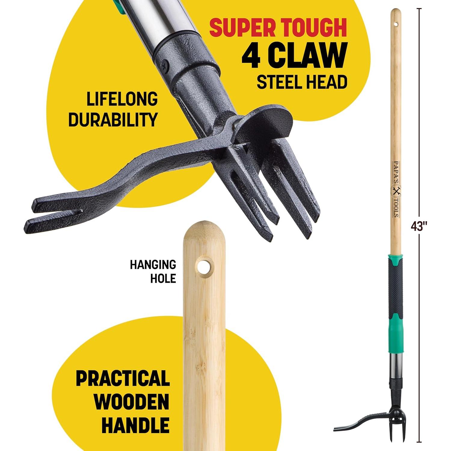 Desmalezadora de Pie Papa's Tool con Mango de Bambú y Acero