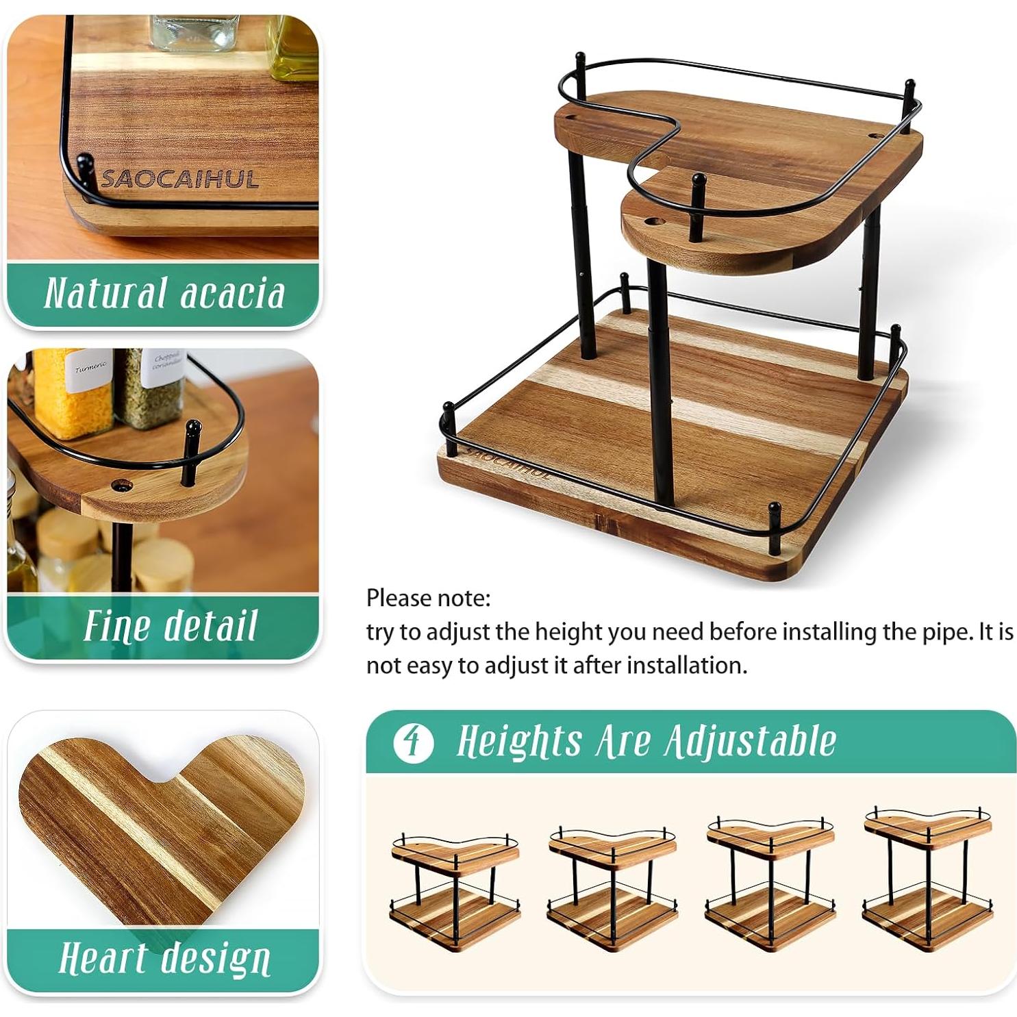 Organizador de Especias Giratorio SAOCAIHUL de Madera Acacia 30CM