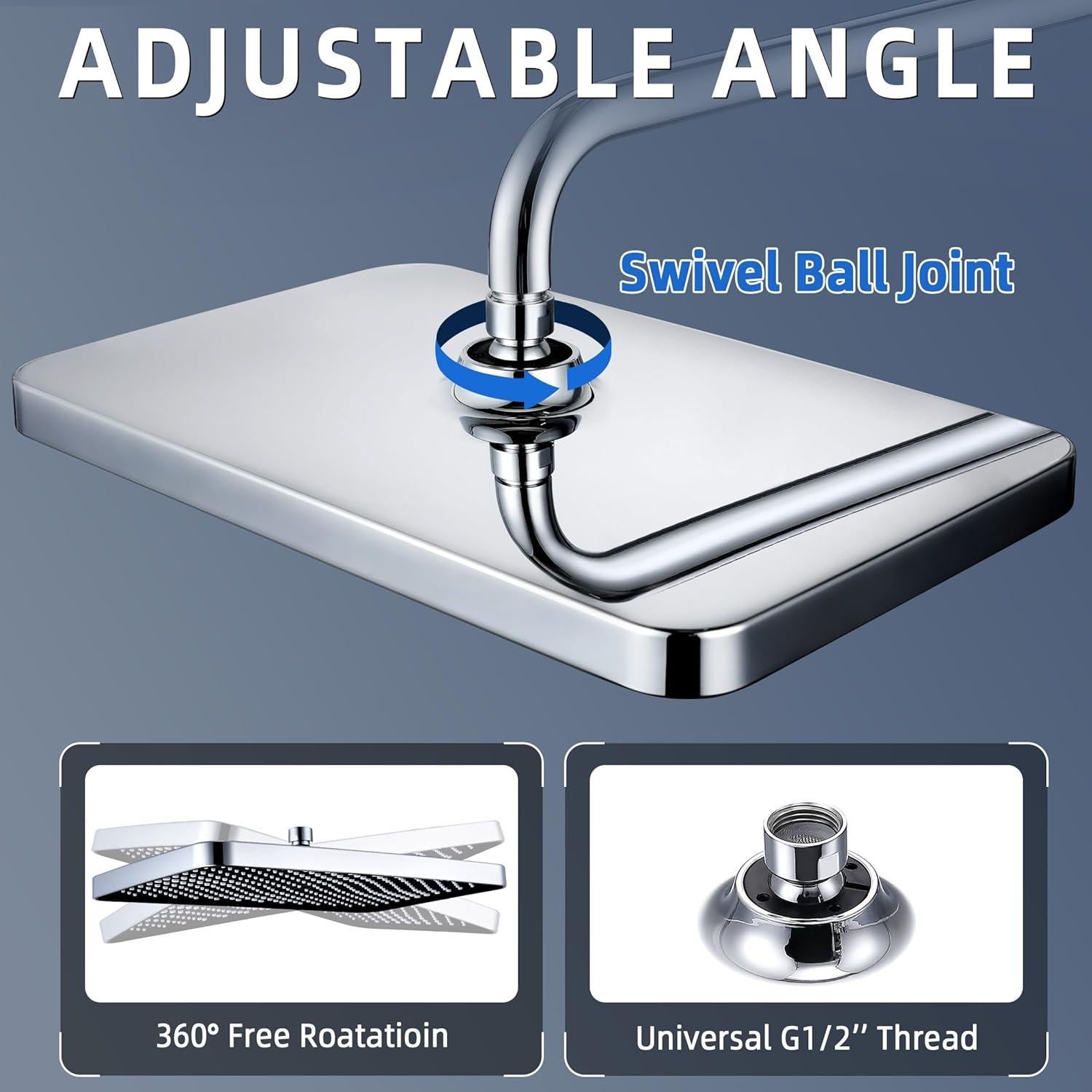 Cabezal de Ducha de Lluvia Sincerevo 33 cm Cromo Alta Presión