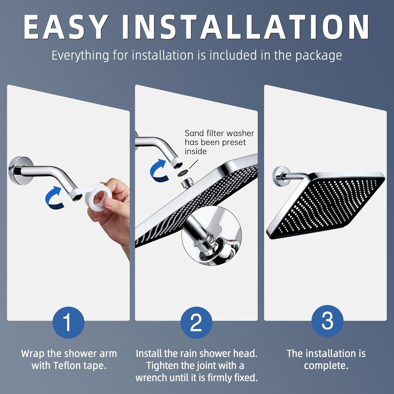 Cabezal de Ducha de Lluvia Sincerevo 33 cm Cromo Alta Presión