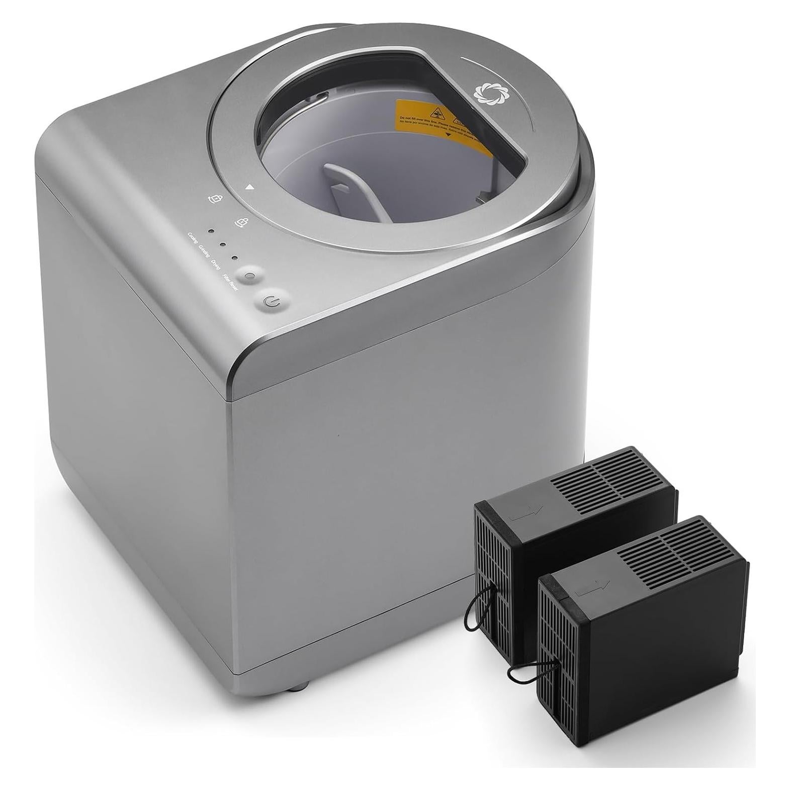 Airthereal Revive Electric Kitchen Composter with Visual Cover, Upgraded SHARKSDEN® Tri-Blade, Turn Food Waste and Scraps into Natural Fertilizer for Plants, R500-V, Grey