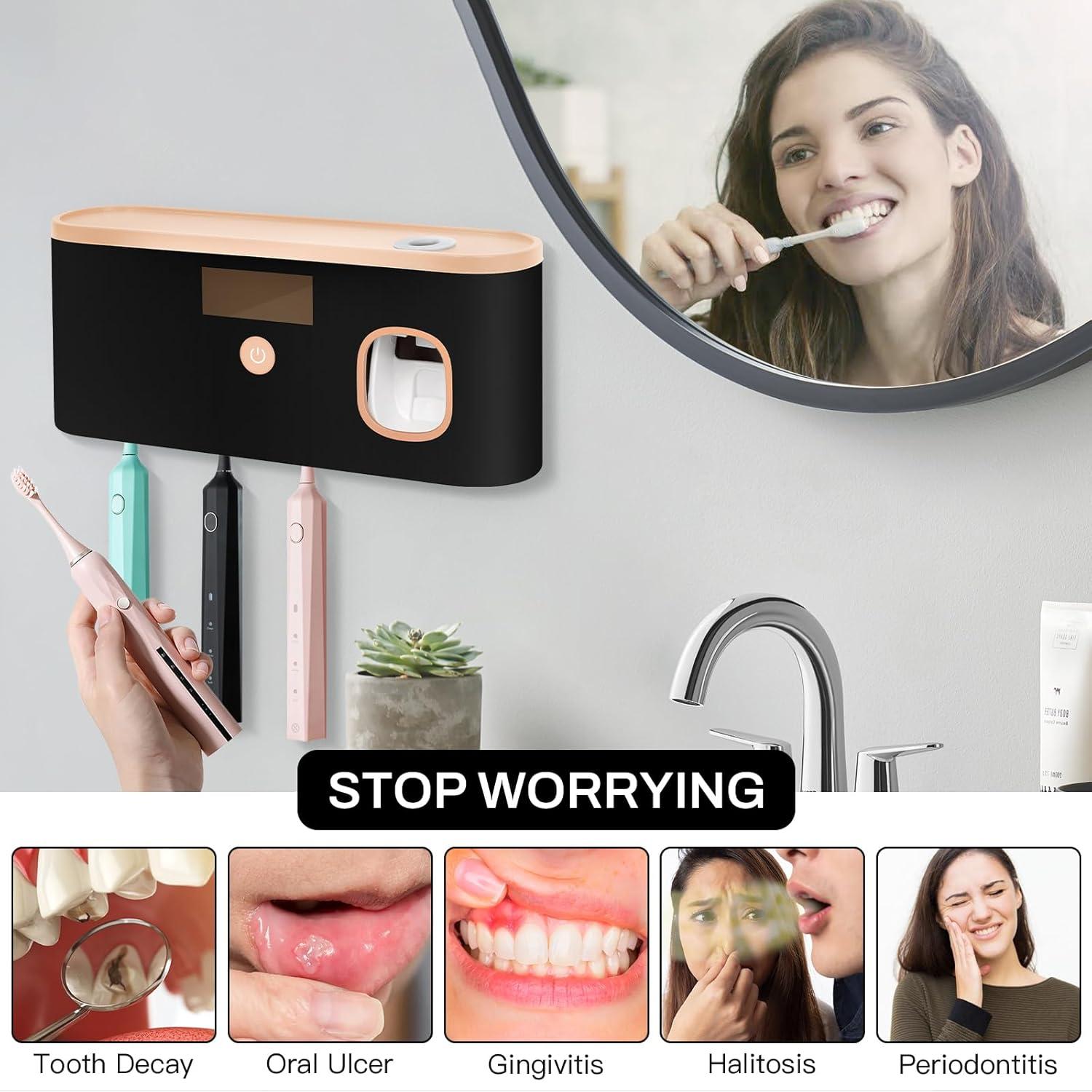 Soporte de Cepillos de Dientes LXIANGN con Esterilizador USB 5 Ranuras