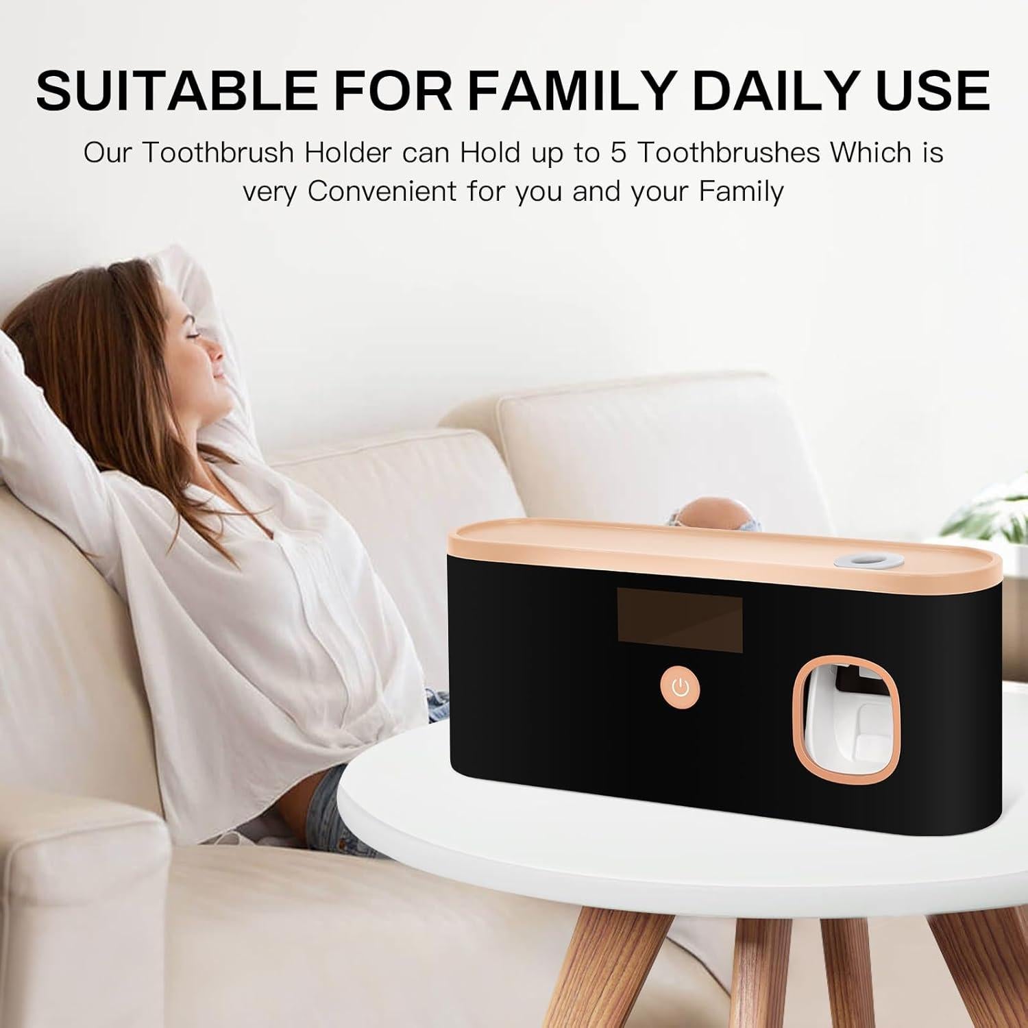 Soporte de Cepillos de Dientes LXIANGN con Esterilizador USB 5 Ranuras