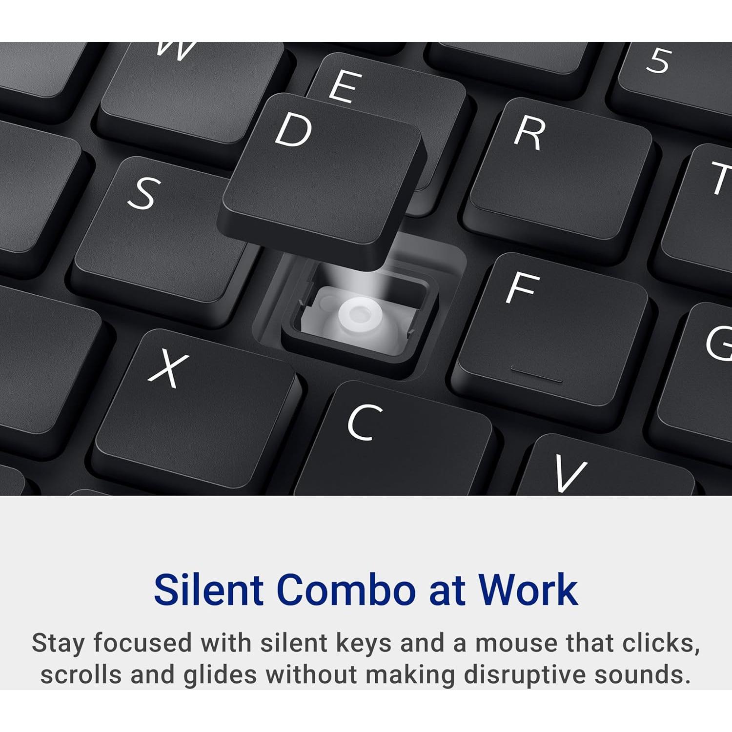 Combo Teclado y Ratón Silencioso Dell KM555 - Accesos Rápidos