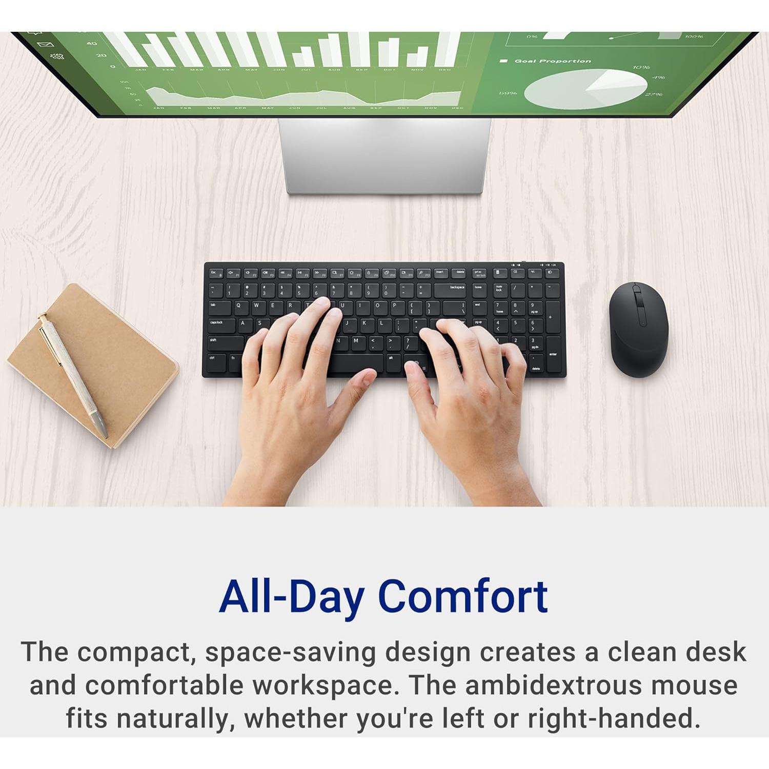 Combo Teclado y Ratón Silencioso Dell KM555 - Accesos Rápidos